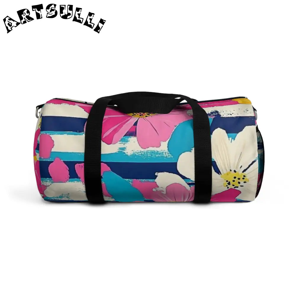 JAKKOUTTHEBXX Dayglo Floral Stripes Multi-Color Duffel Bag