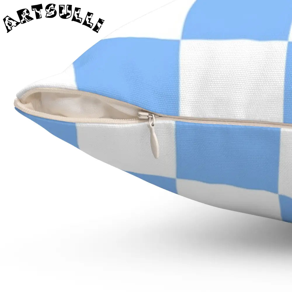 JAKKOUTTHEBXX Checkerboard White and Light Blue Spun Polyester