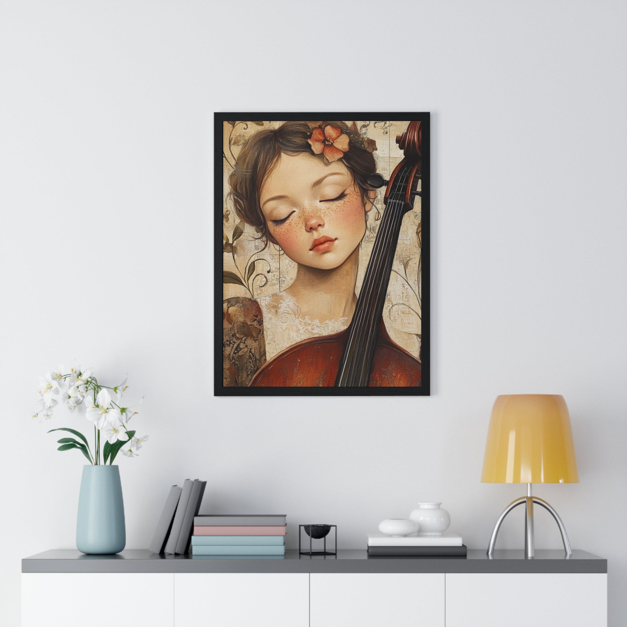 Girl With A Violin II Vertical Framed Poster, Artsulli - Art is Long, Life is Short, Poster, , , , , , , 
