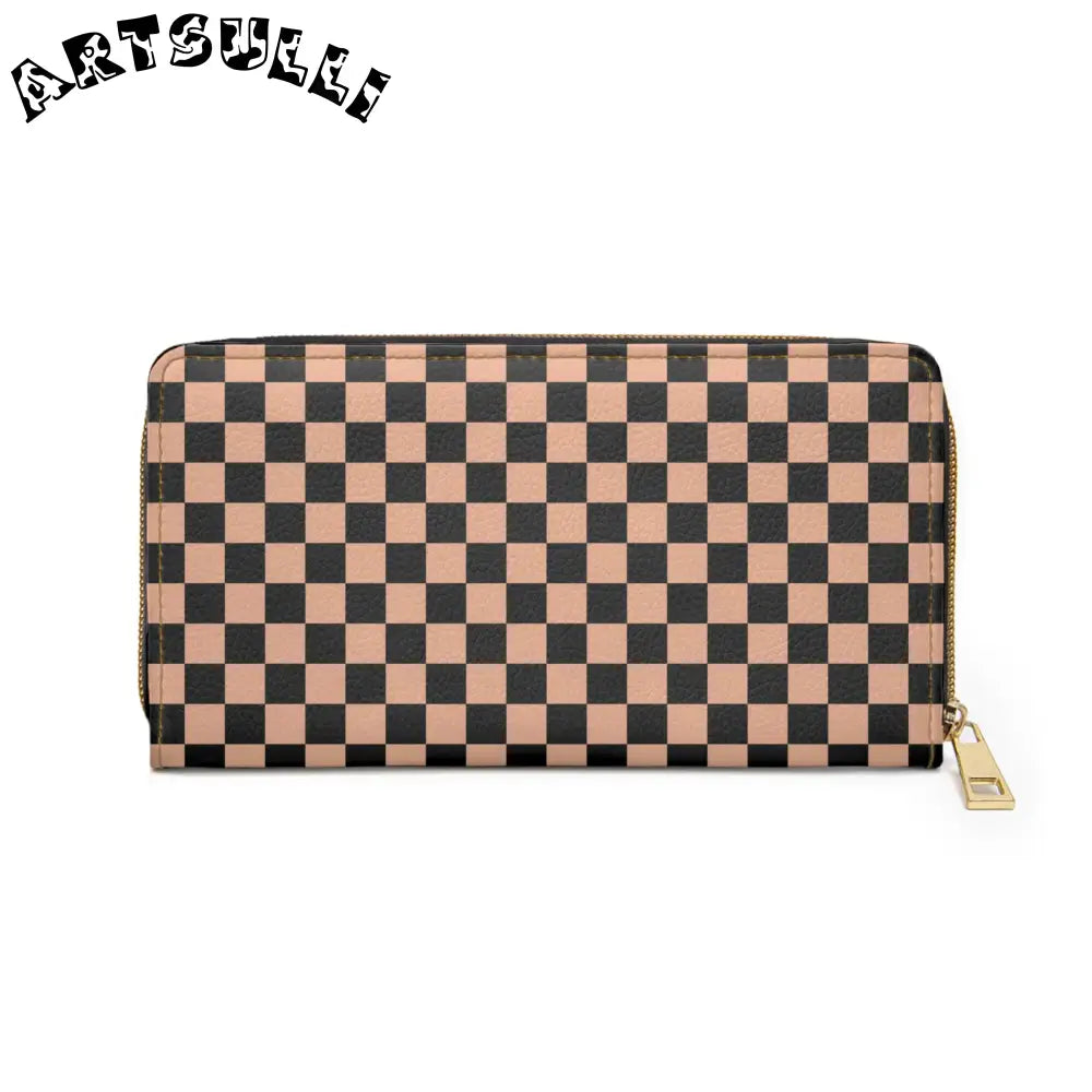 JAKKOUTTHEBXX Checkerboard II Soft Orange and Black Zipper Wallet