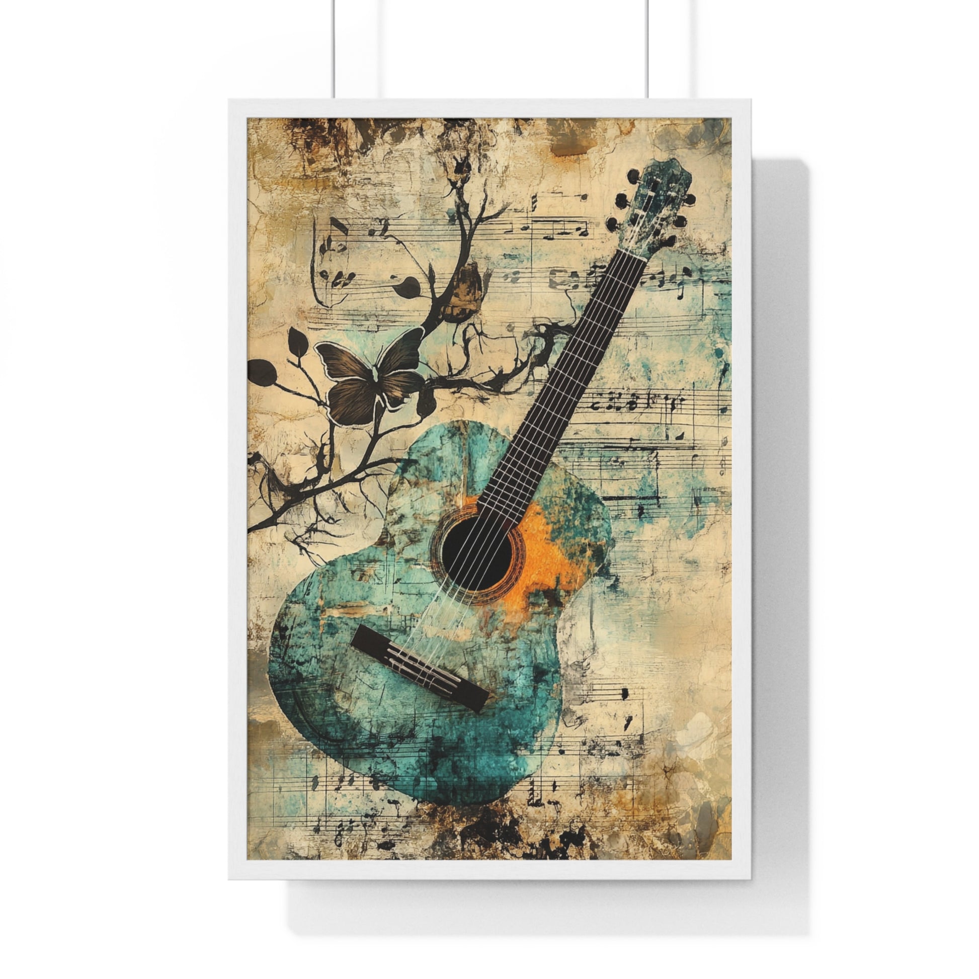 Guitar Type Beat Art Vertical Framed Poster, Artsulli - Art is Long, Life is Short, Poster, Size, 20" x 30", Color, White, , , 29410622151449486614