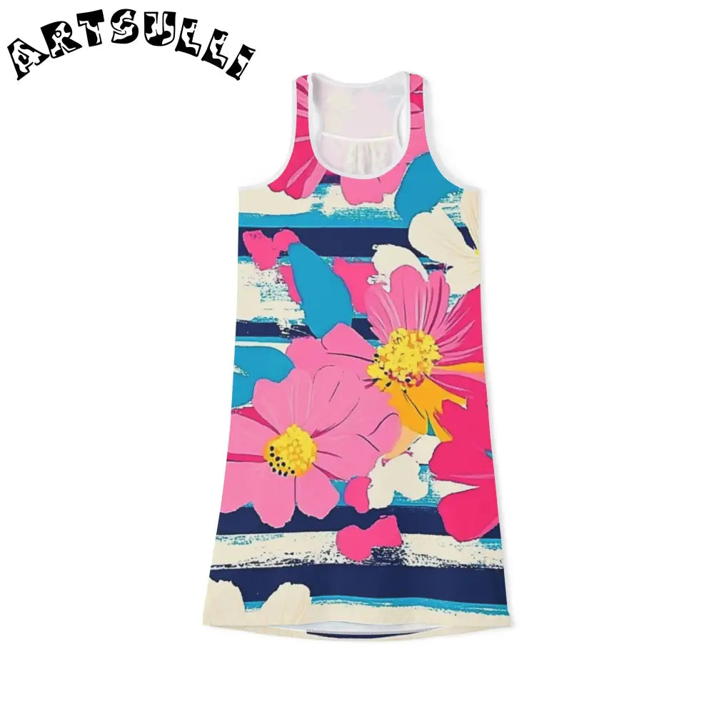 JAKKOUTTHEBXX Dayglo Floral Stripes Multi-Color Women’s Racerback