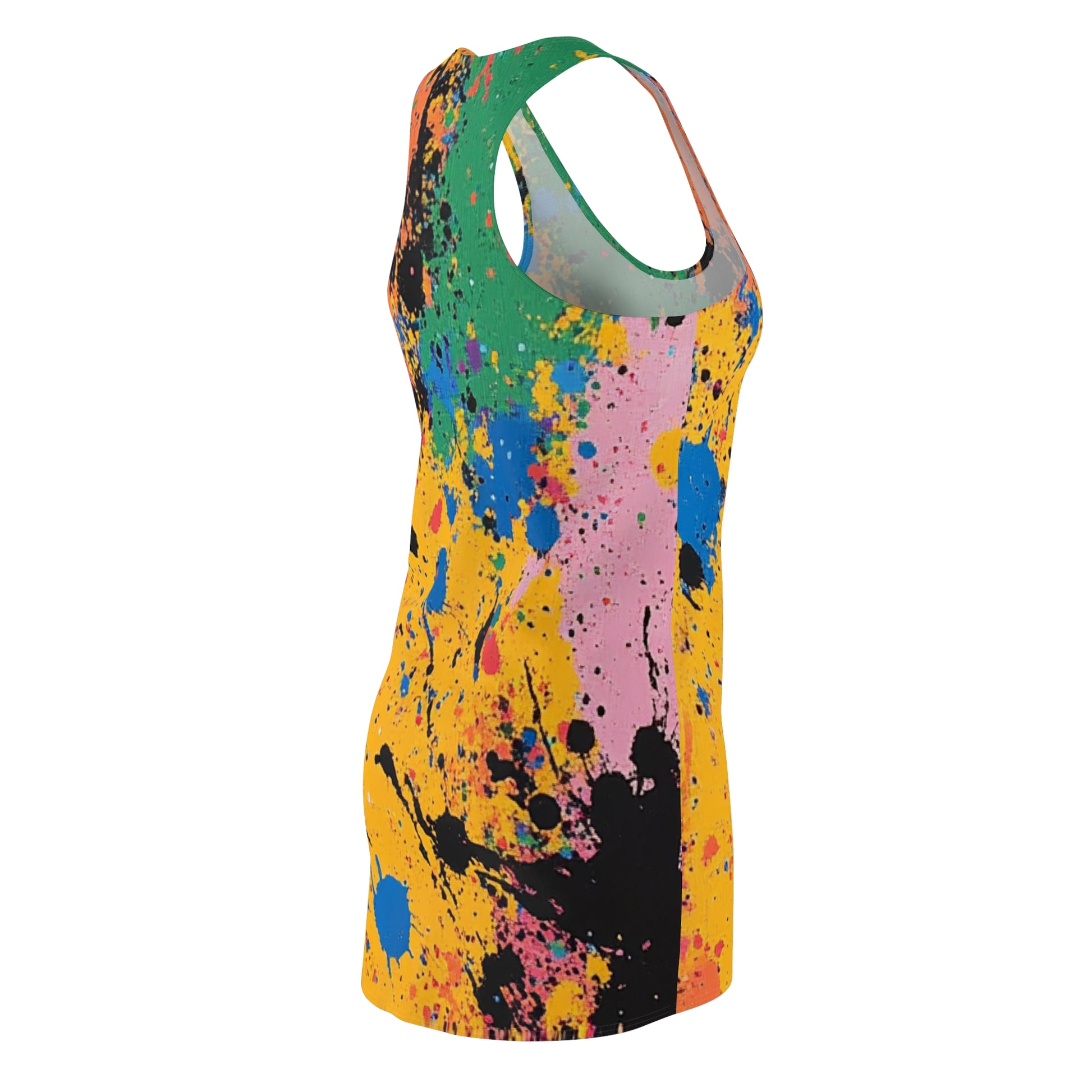 The Colors Of Paint Splatter Women's Cut & Sew Racerback Dress (AOP), Artsulli - Art is Long, Life is Short, All Over Prints, , , , , , , 