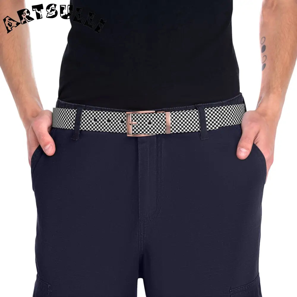 JAKKOUTTHEBXX Checkerboard Black and White Belt JAKKOUTTHEBXX