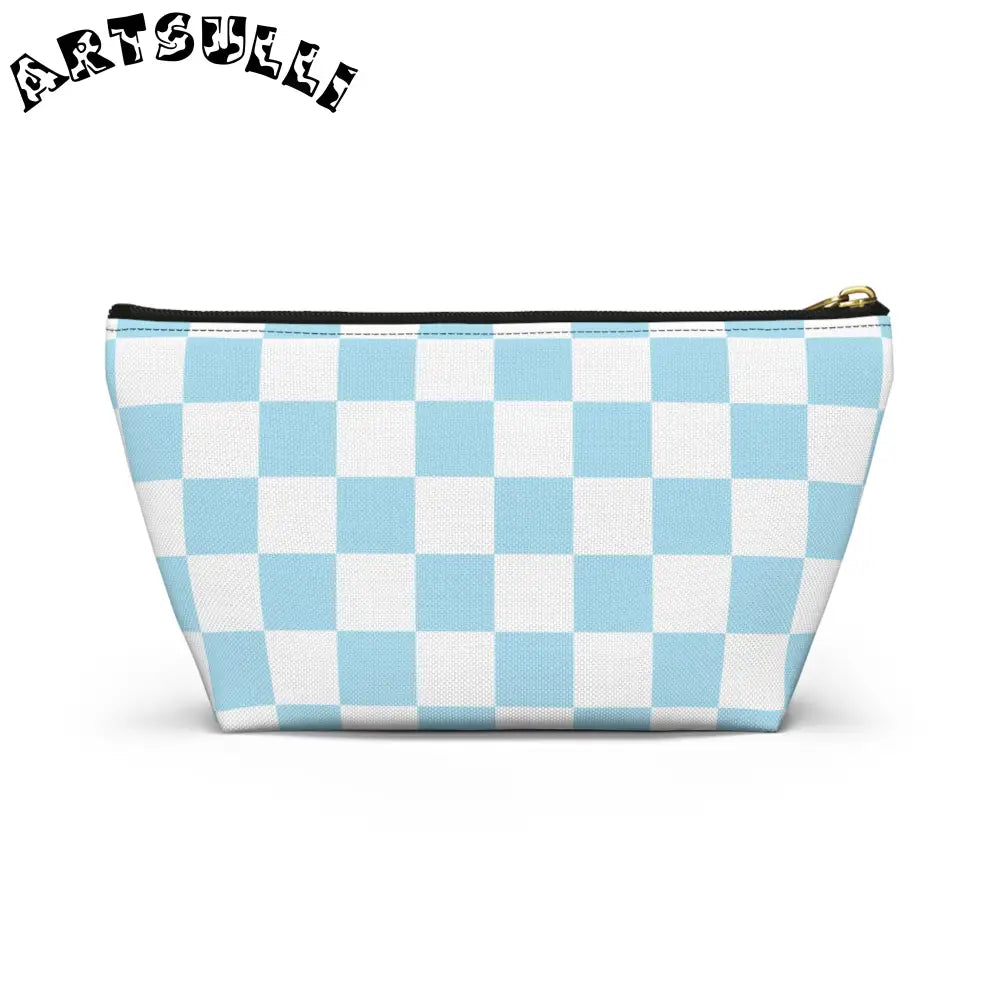 JAKKOUTTHEBXX Checkerboard Sky Blue Accessory Pouch w T-bottom