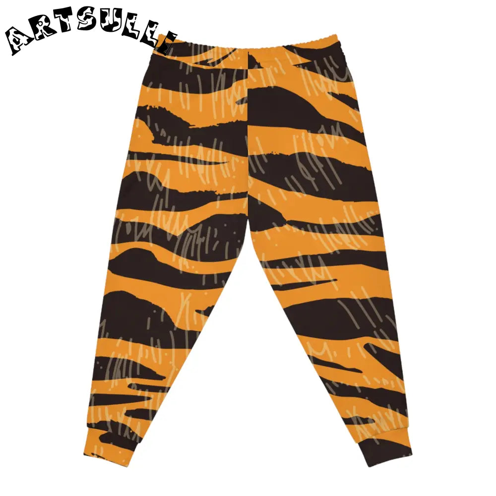 JAKKOUTTHEBXX Tiger Scratches Orange & Black Athletic Joggers (AOP)