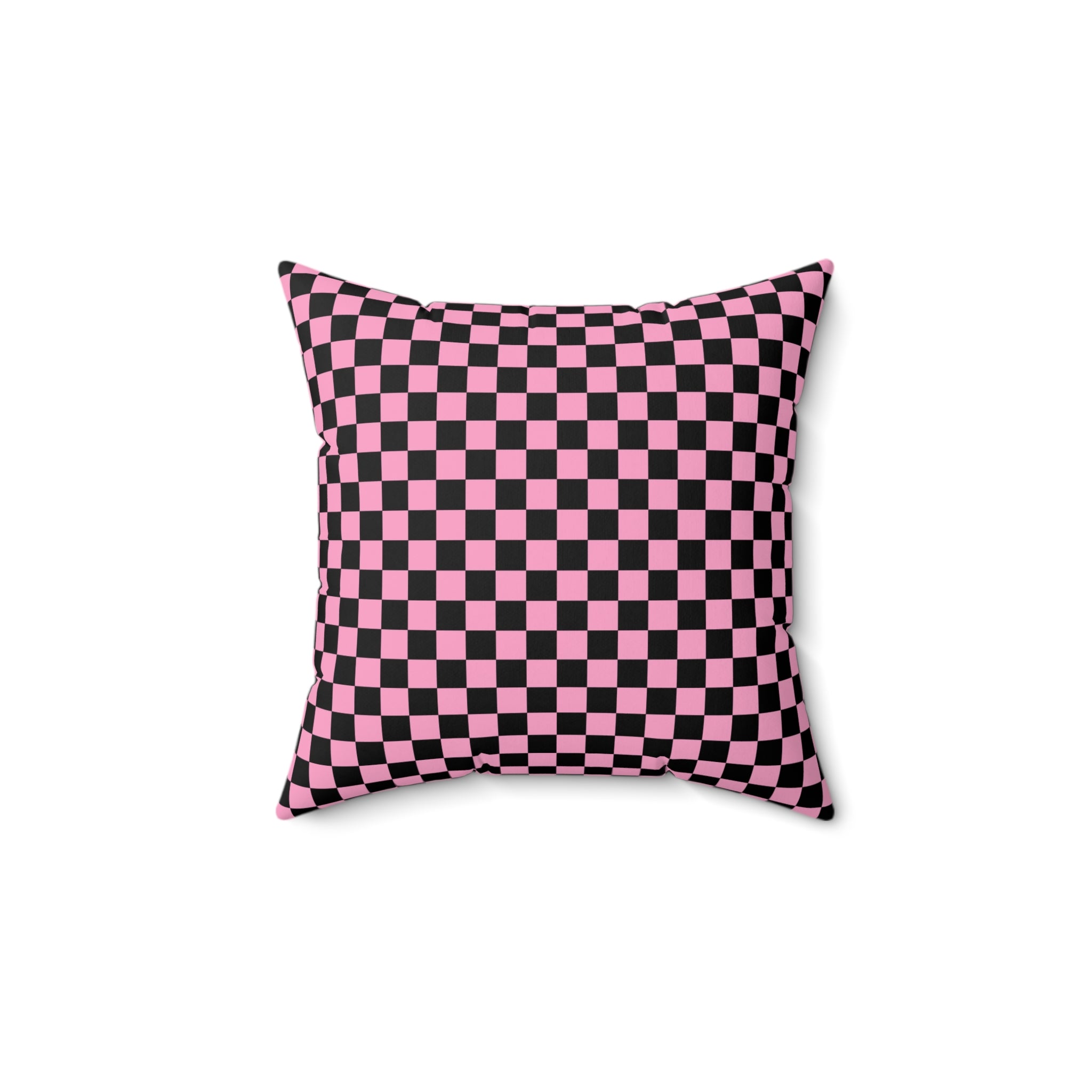 Checkerboard II Black and Pink Spun Polyester Square Pillow, Artsulli - Art is Long, Life is Short, Home Decor, Size, 14" × 14", , , , , 19509131256680300411