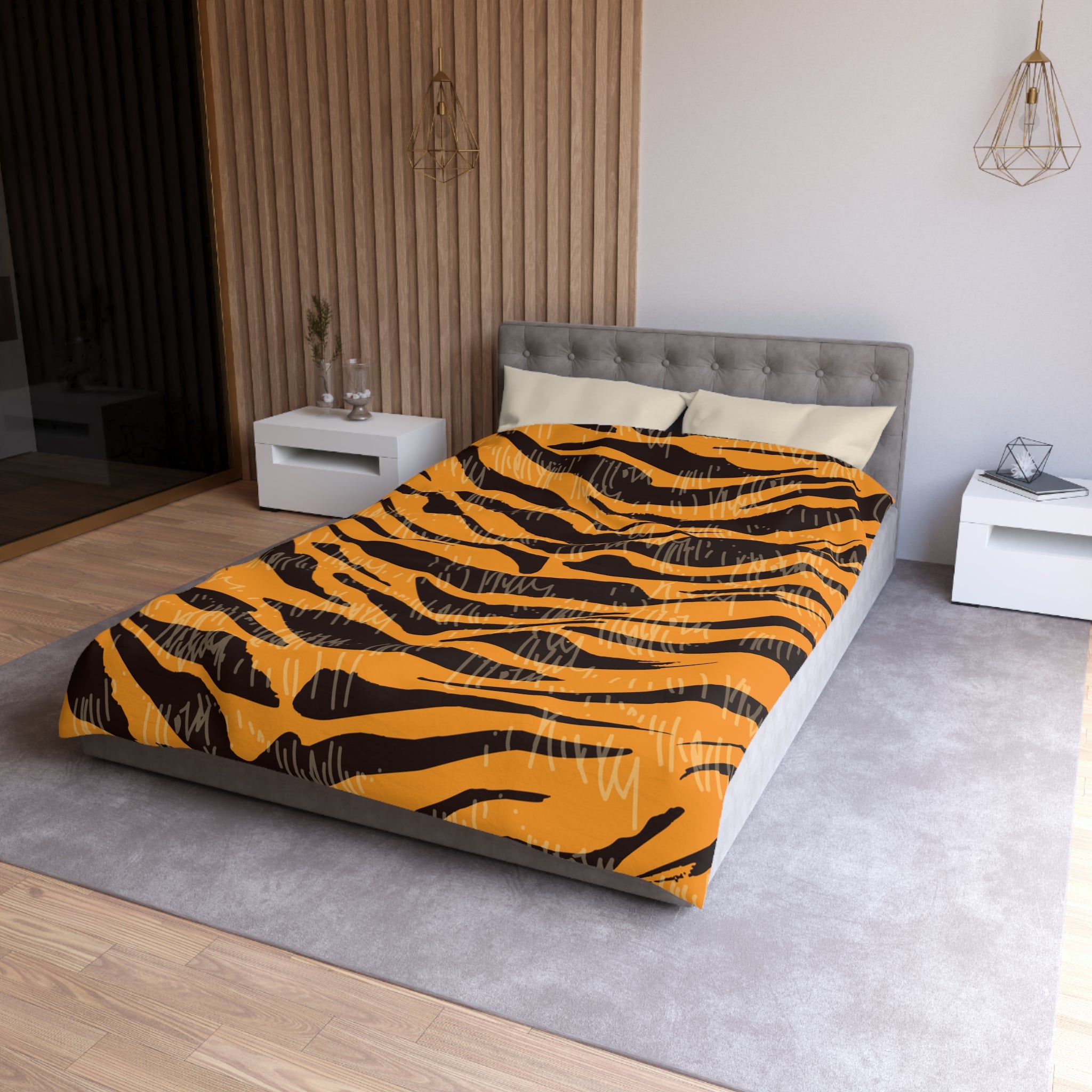 Tiger Scratches Orange & Black Microfiber Duvet Cover, Artsulli - Art is Long, Life is Short, Home Decor, , , , , , , 