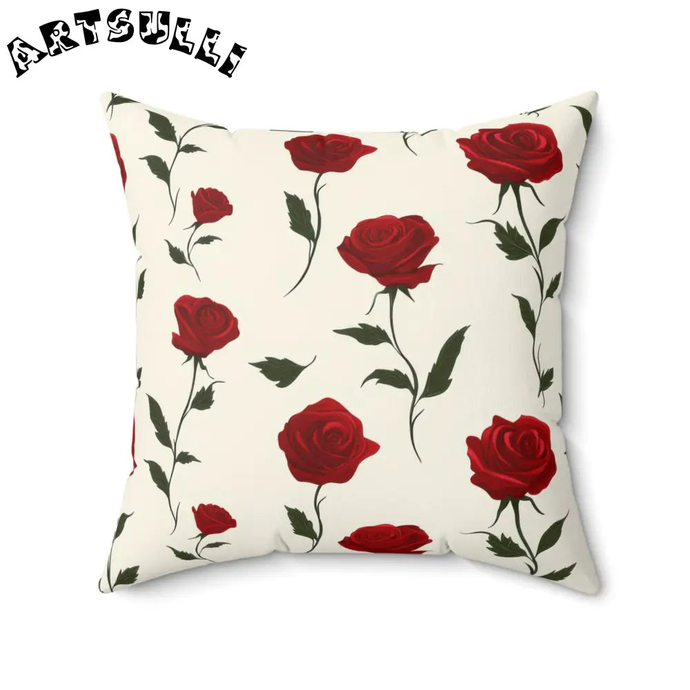 JAKKOUTTHEBXX Red Roses Spun Polyester Square Pillow JAKKOUTTHEBXX
