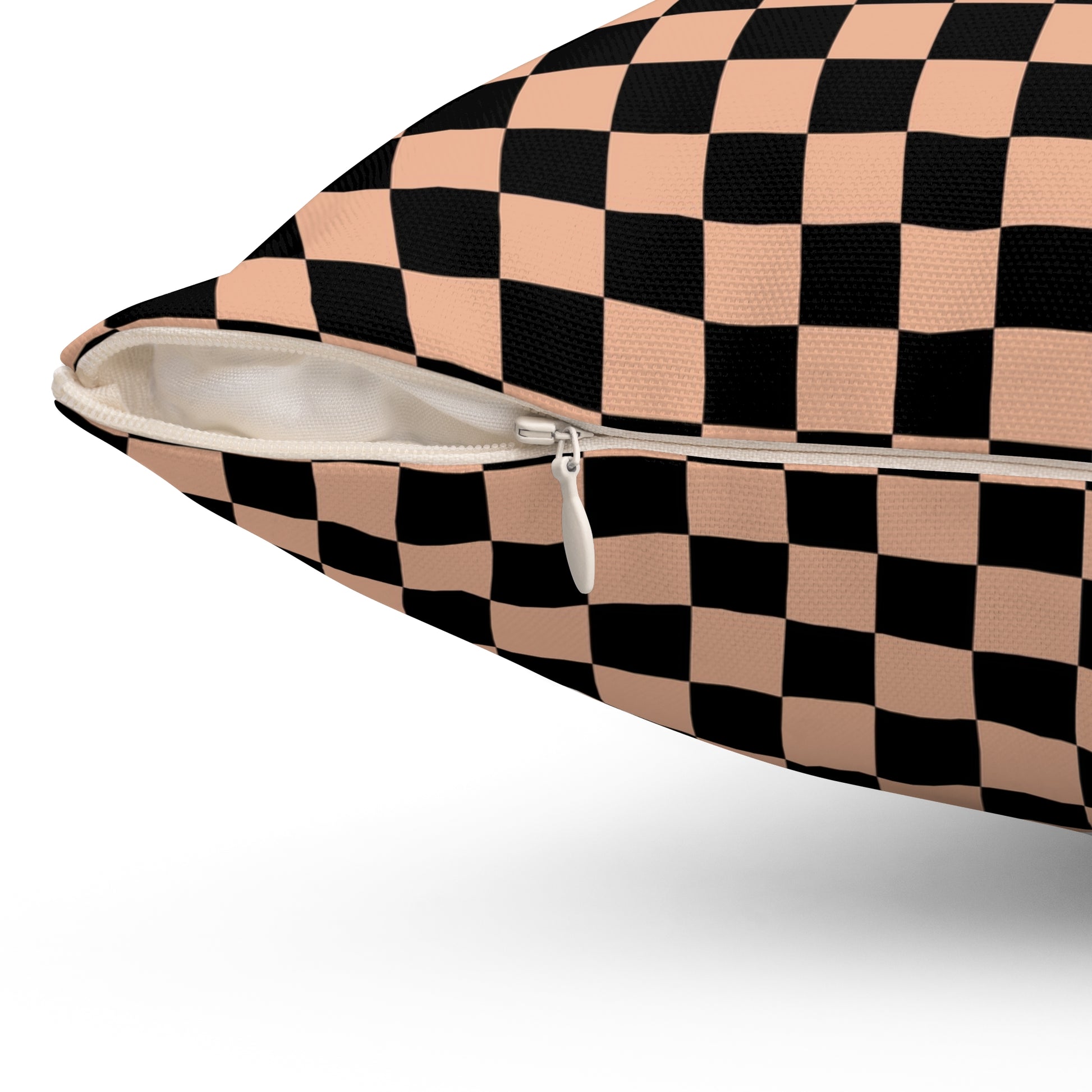 Checkerboard II Soft Orange and Black Spun Polyester Square Pillow, Artsulli - Art is Long, Life is Short, Home Decor, , , , , , , 