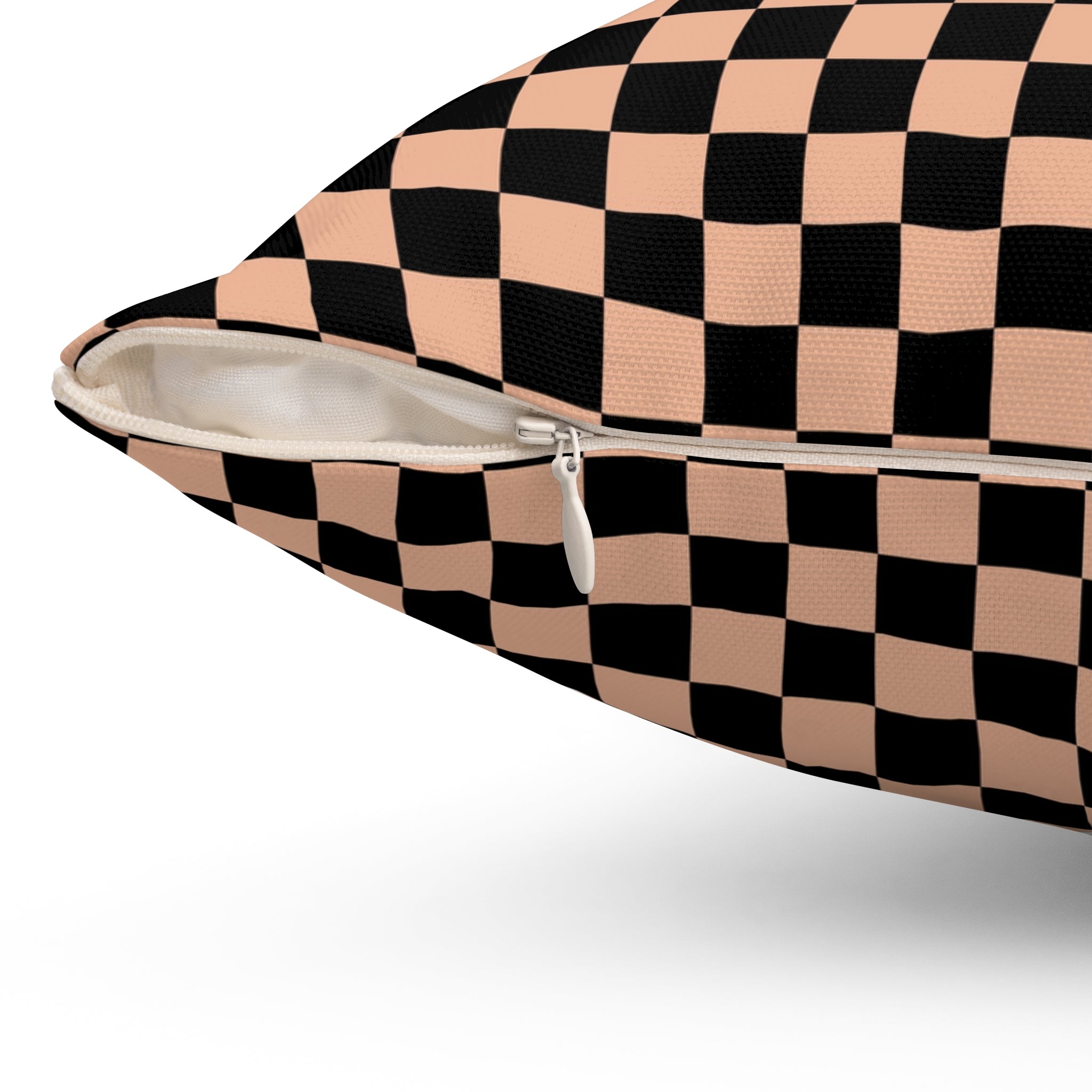 Checkerboard II Soft Orange and Black Spun Polyester Square Pillow, Artsulli - Art is Long, Life is Short, Home Decor, , , , , , , 