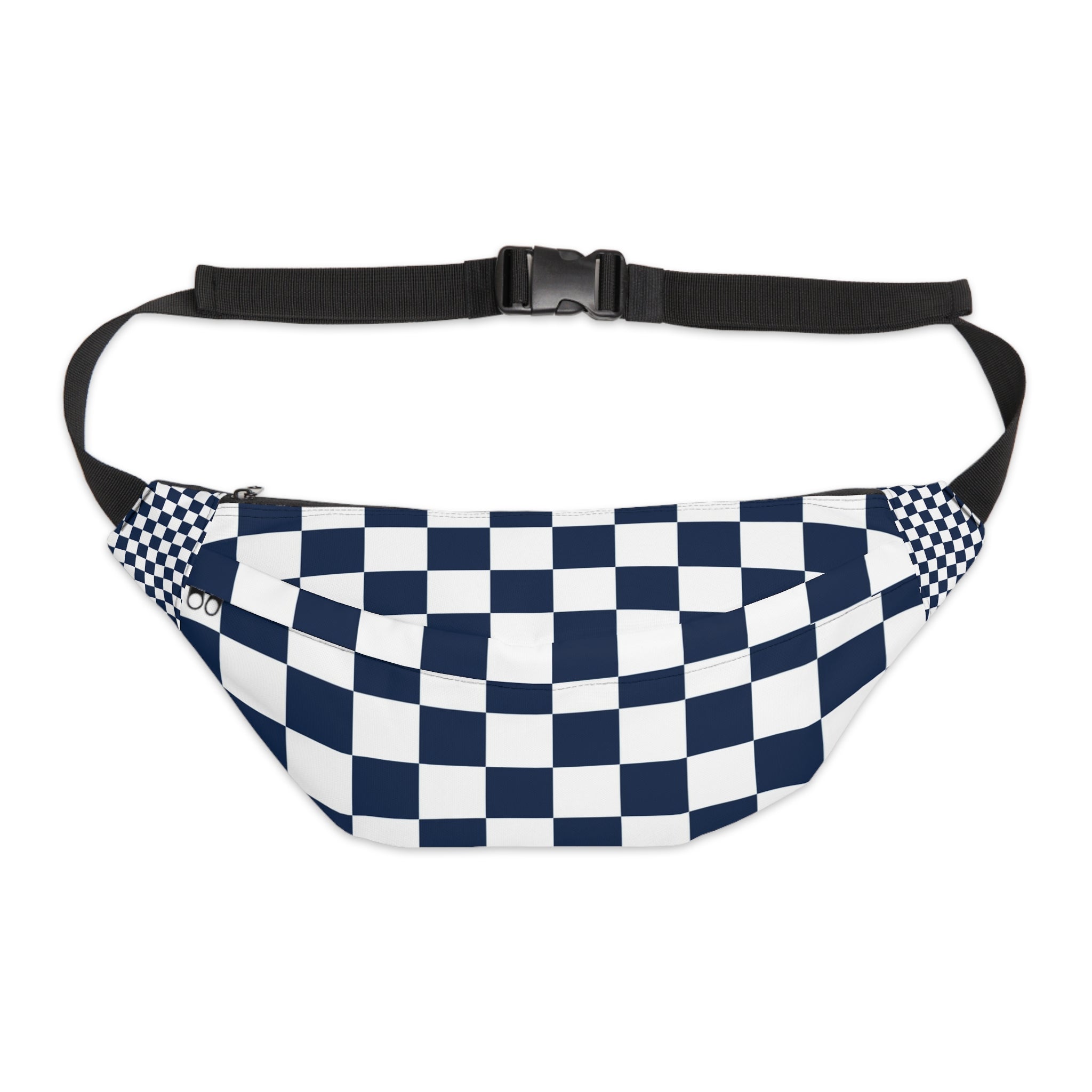 Checkerboard White and Navy Blue Large Fanny Pack, Artsulli - Art is Long, Life is Short, Bags, Size, 8" × 9" × 4'', , , , , 20198867566556788354