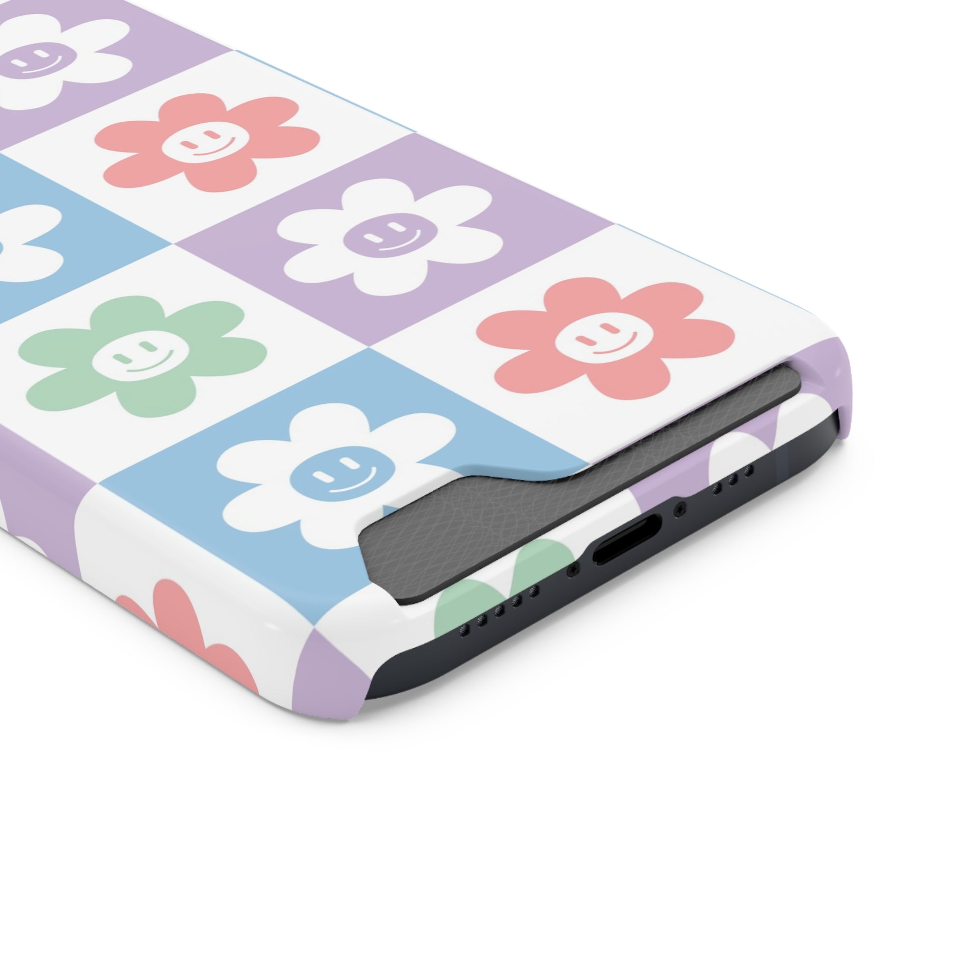 Chessboard x Smiley Face Flowers Multi-Color Phone Case With Card Holder, Artsulli - Art is Long, Life is Short, Phone Case, , , , , , , 