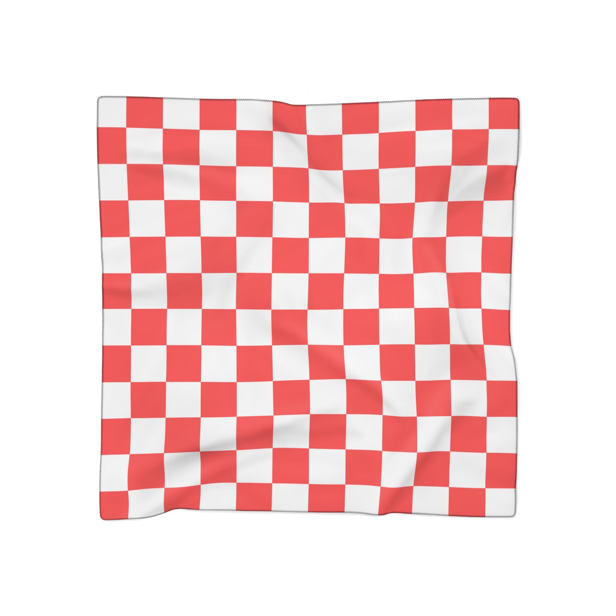 Checkerboard Red and White Poly Scarf, Artsulli - Art is Long, Life is Short, Accessories, Color, Poly chiffon, Size, 25" × 25", , , 15207247709936652669