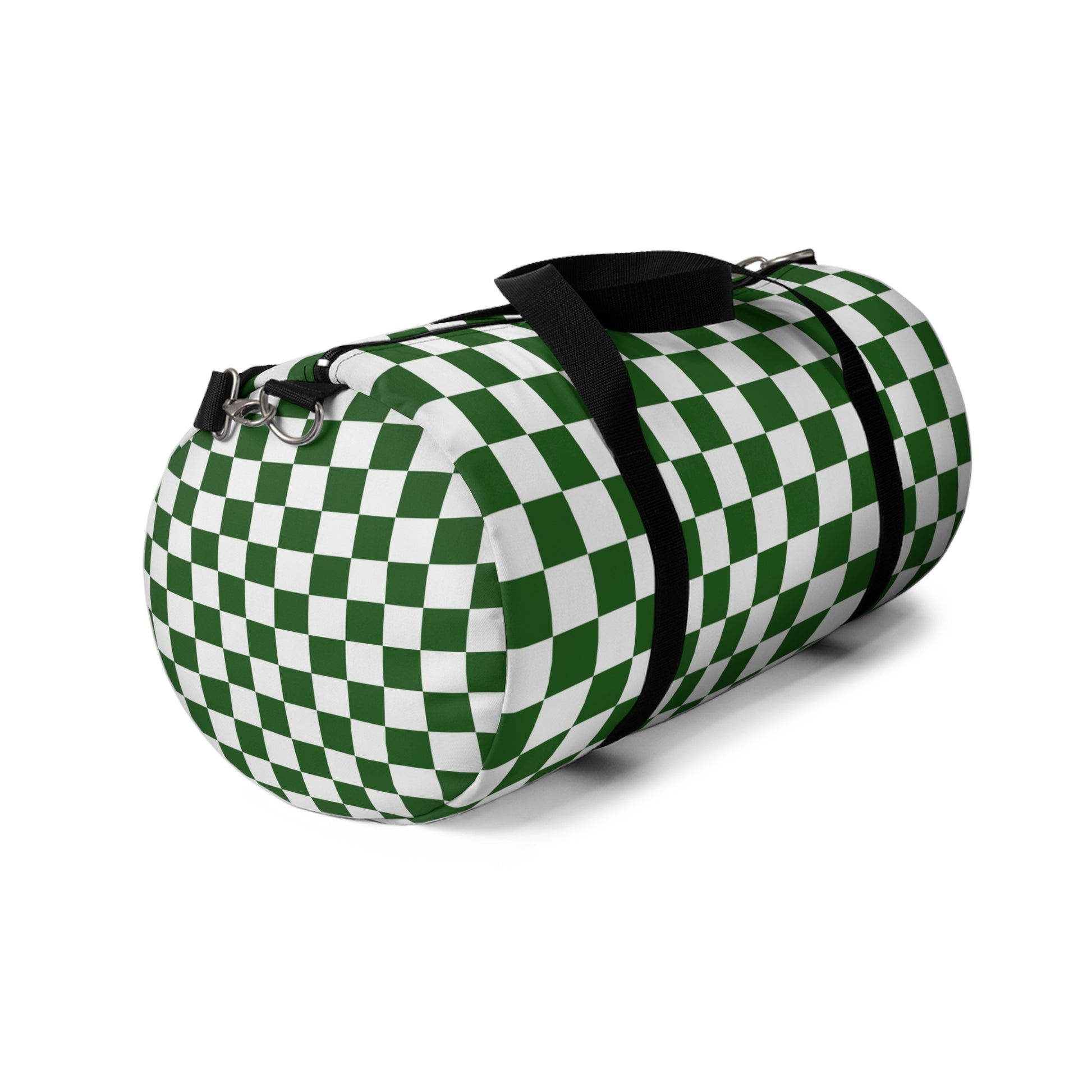 Checkerboard II White and Dark Green Duffel Bag, Artsulli - Art is Long, Life is Short, Bags, , , , , , , 