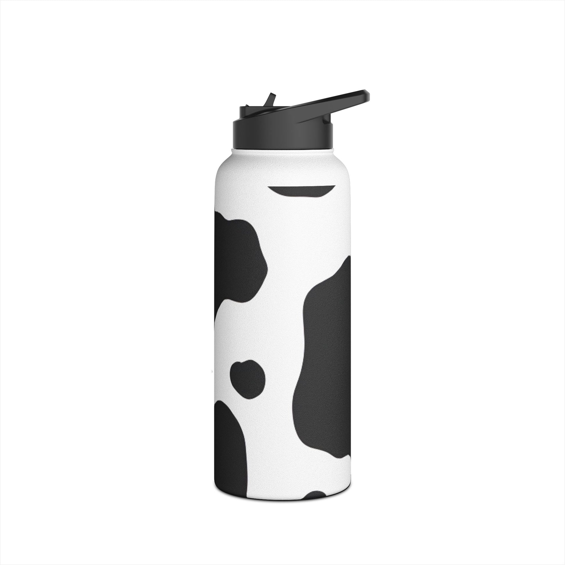 Cow Print Focus Stainless Steel Water Bottle, Standard Lid, Artsulli - Art is Long, Life is Short, Mug, , , , , , , 