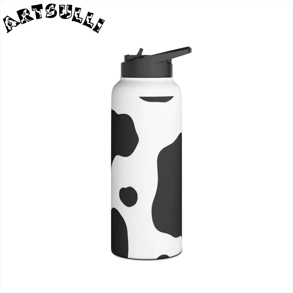 JAKKOUTTHEBXX Stainless Steel Cow Print Water Bottle with Flip Top