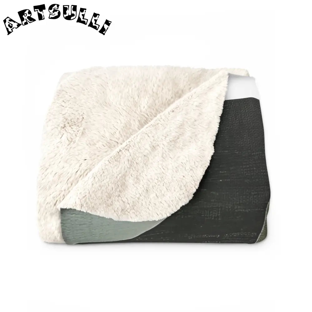 JAKKOUTTHEBXX Abstract Wavy Fleece Blanket Rug Muted Green Black