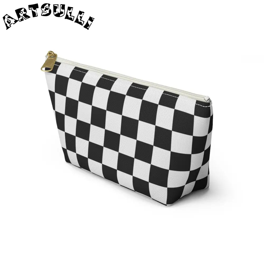 JAKKOUTTHEBXX Checkerboard White and Black Accessory Pouch w