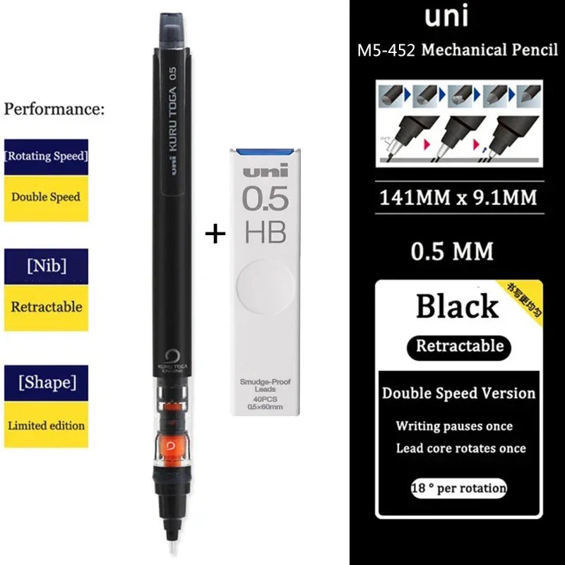 Buy The Best By Artsulli - Art is Long Life Short - Japan UNI Mechanical Pencil KURUTOGA 0.5mm Non Breakable Lead Drawing Activity M5-452