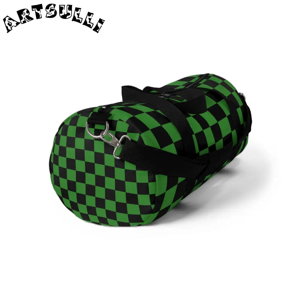 JAKKOUTTHEBXX Checkerboard Green and Black Duffel Bag JAKKOUTTHEBXX