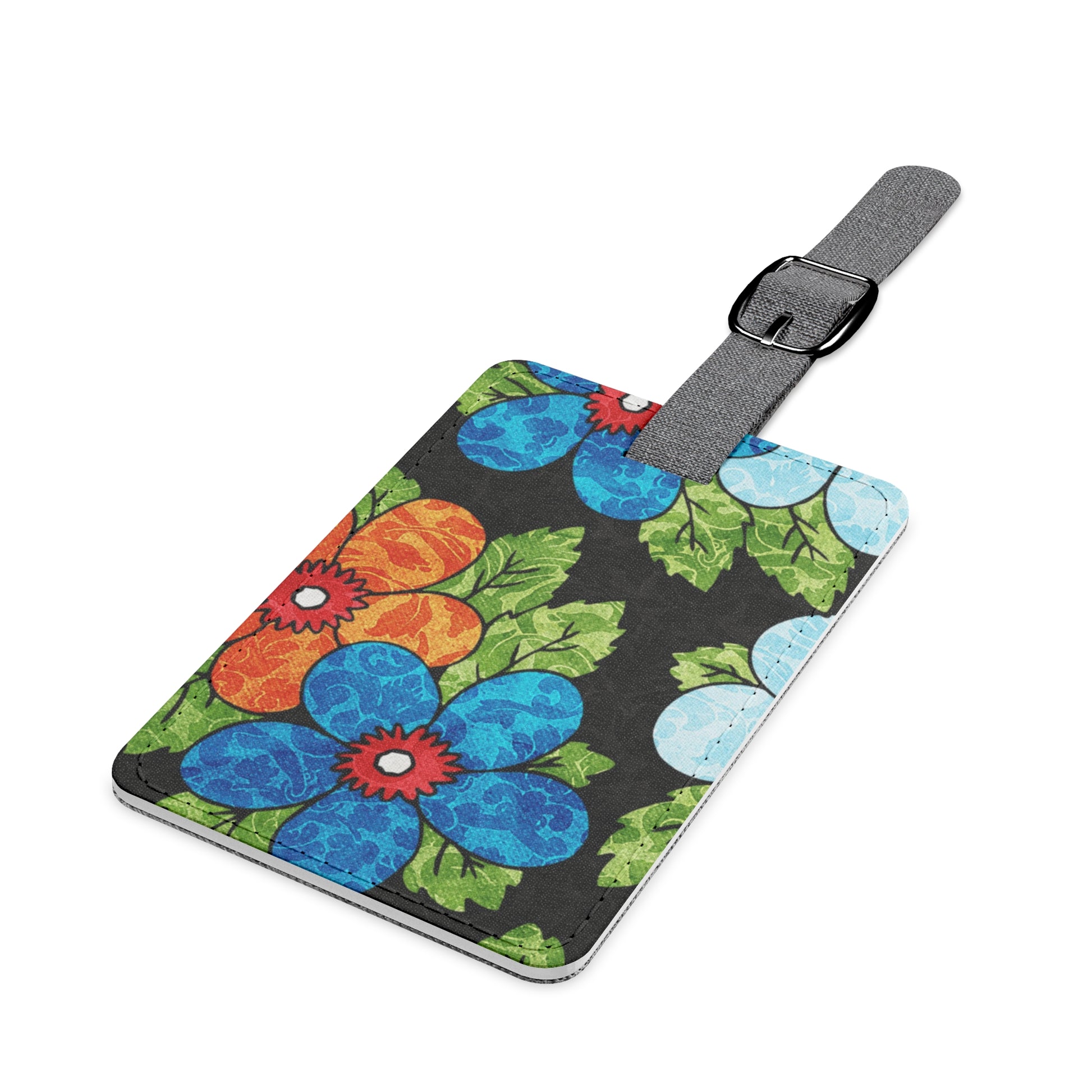 Groovy Black Floral Kl Saffiano Polyester Luggage Tag, Rectangle, Artsulli - Art is Long, Life is Short, Accessories, , , , , , , 