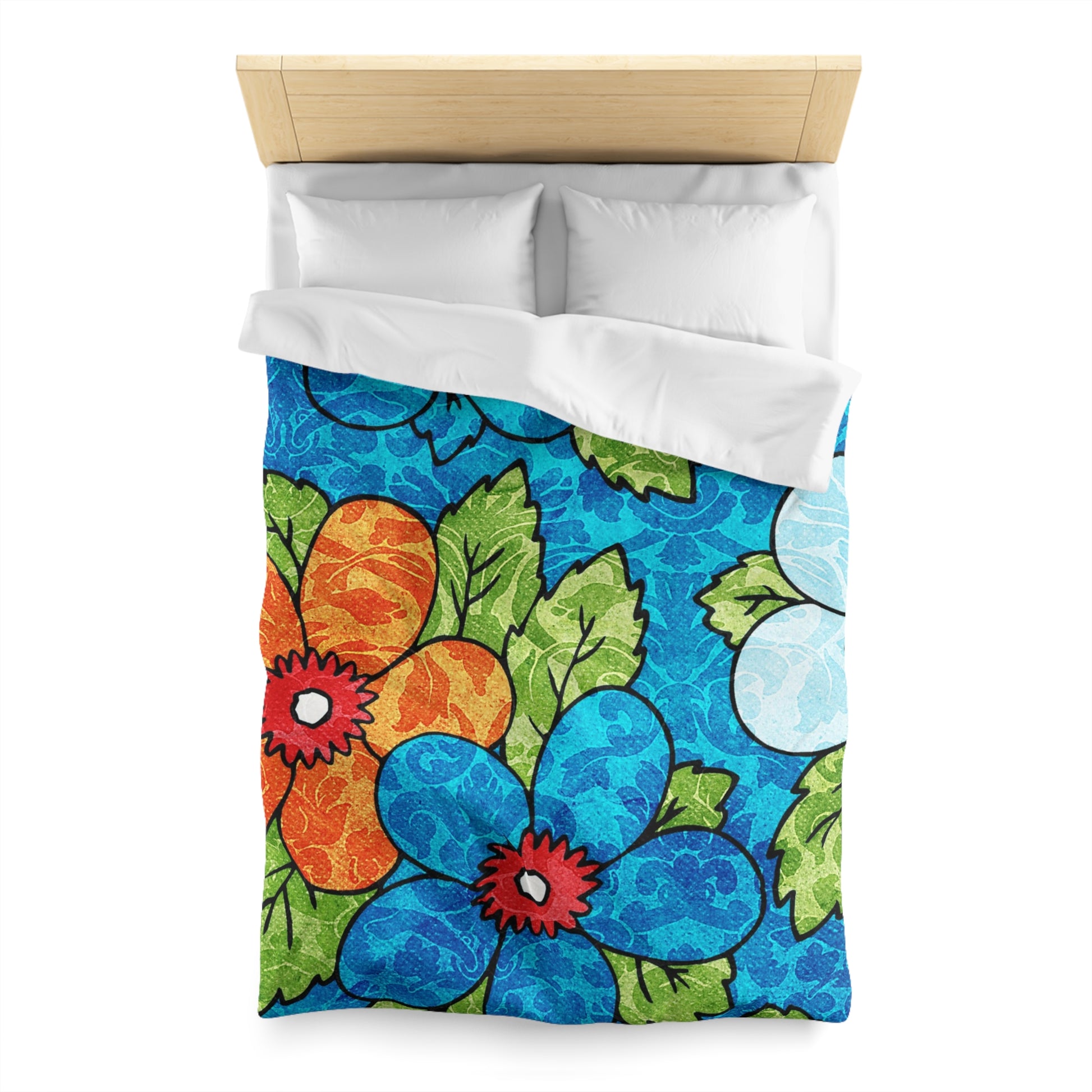 Blue Orange Groovy Microfiber Duvet Cover, Artsulli - Art is Long, Life is Short, Home Decor, , , , , , , 