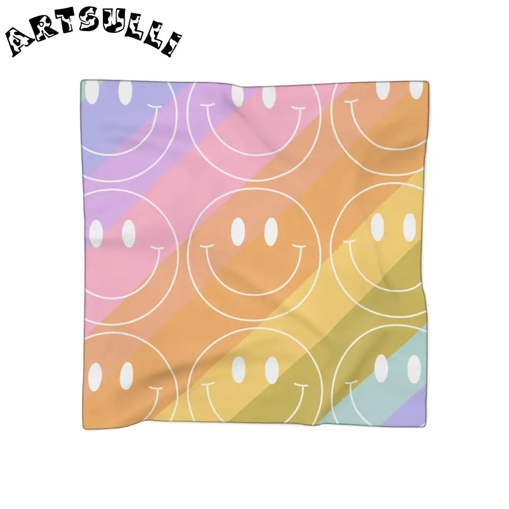 JAKKOUTTHEBXX Smiley Face x Rainbow Stripes Multi-Color Poly Scarf