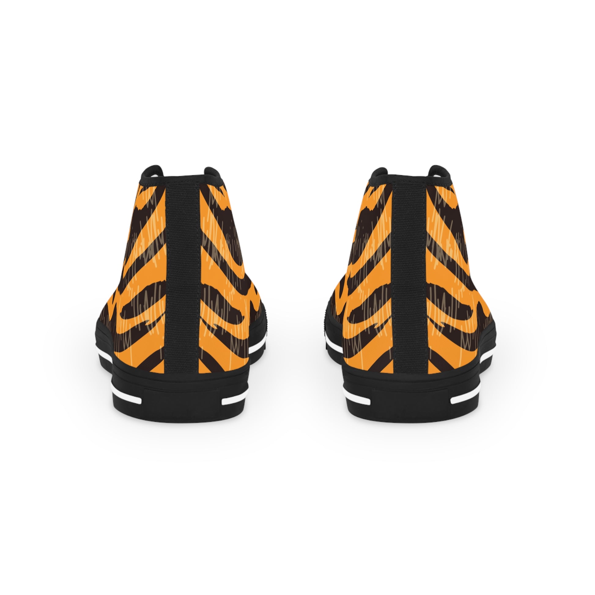 Tiger Scratches Orange and Black Men's High Top Sneakers, Artsulli - Art is Long, Life is Short, Shoes, , , , , , , 