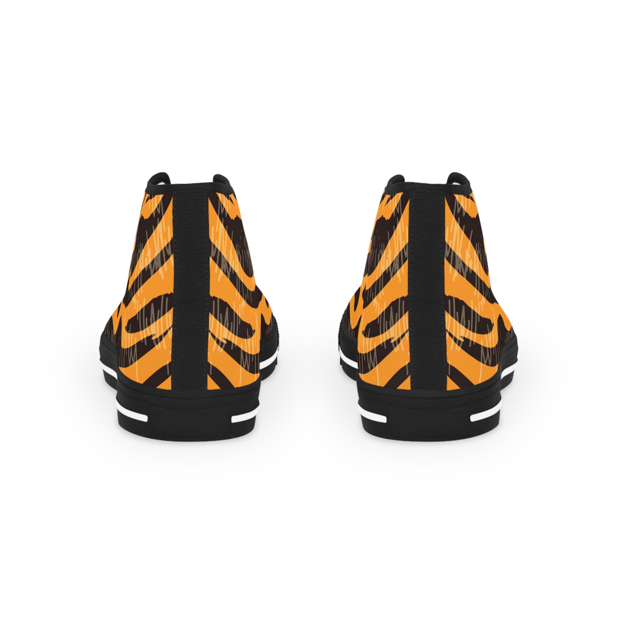 Tiger Scratches Orange and Black Men's High Top Sneakers, Artsulli - Art is Long, Life is Short, Shoes, , , , , , , 