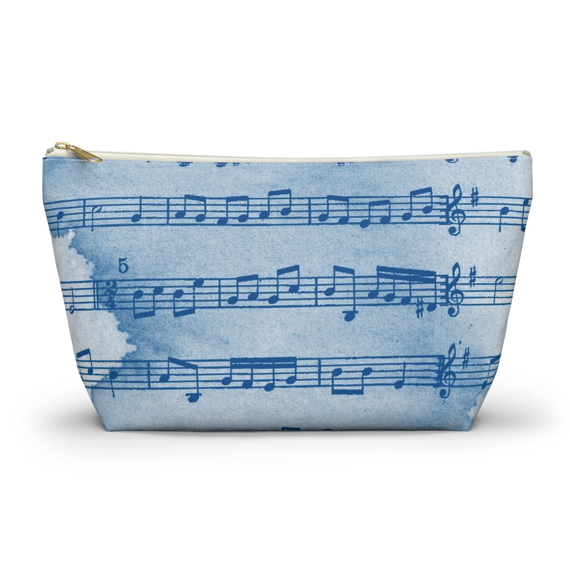 Drip Spill Type Beat Sheet Music Blue Accessory Pouch w T-bottom, Artsulli - Art is Long, Life is Short, Bags, Size, Large, Color, White zipper, , , 27995664614746736913