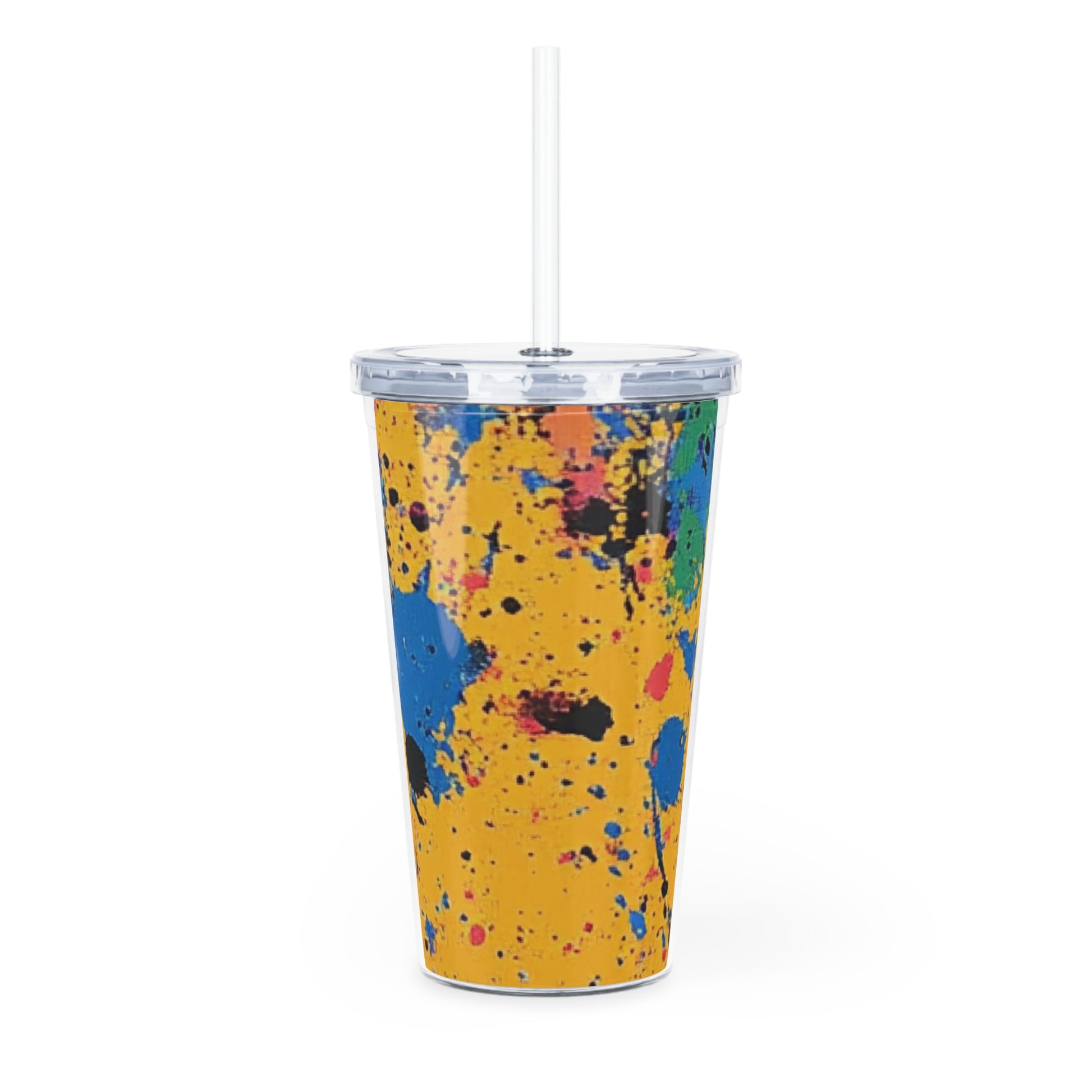The Colors Of Paint Splatter Plastic Tumbler with Straw, Artsulli - Art is Long, Life is Short, Mug, , , , , , , 