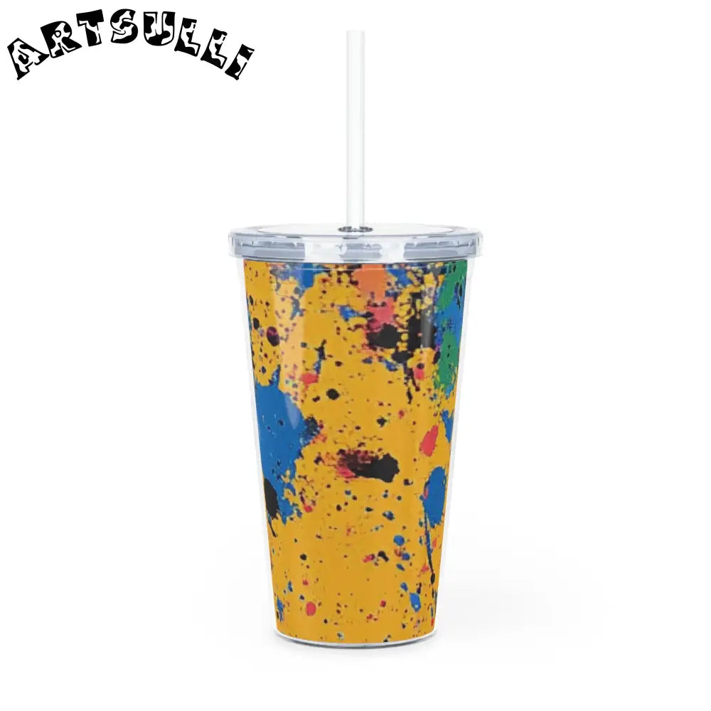JAKKOUTTHEBXX The Colors Of Paint Splatter Plastic Tumbler