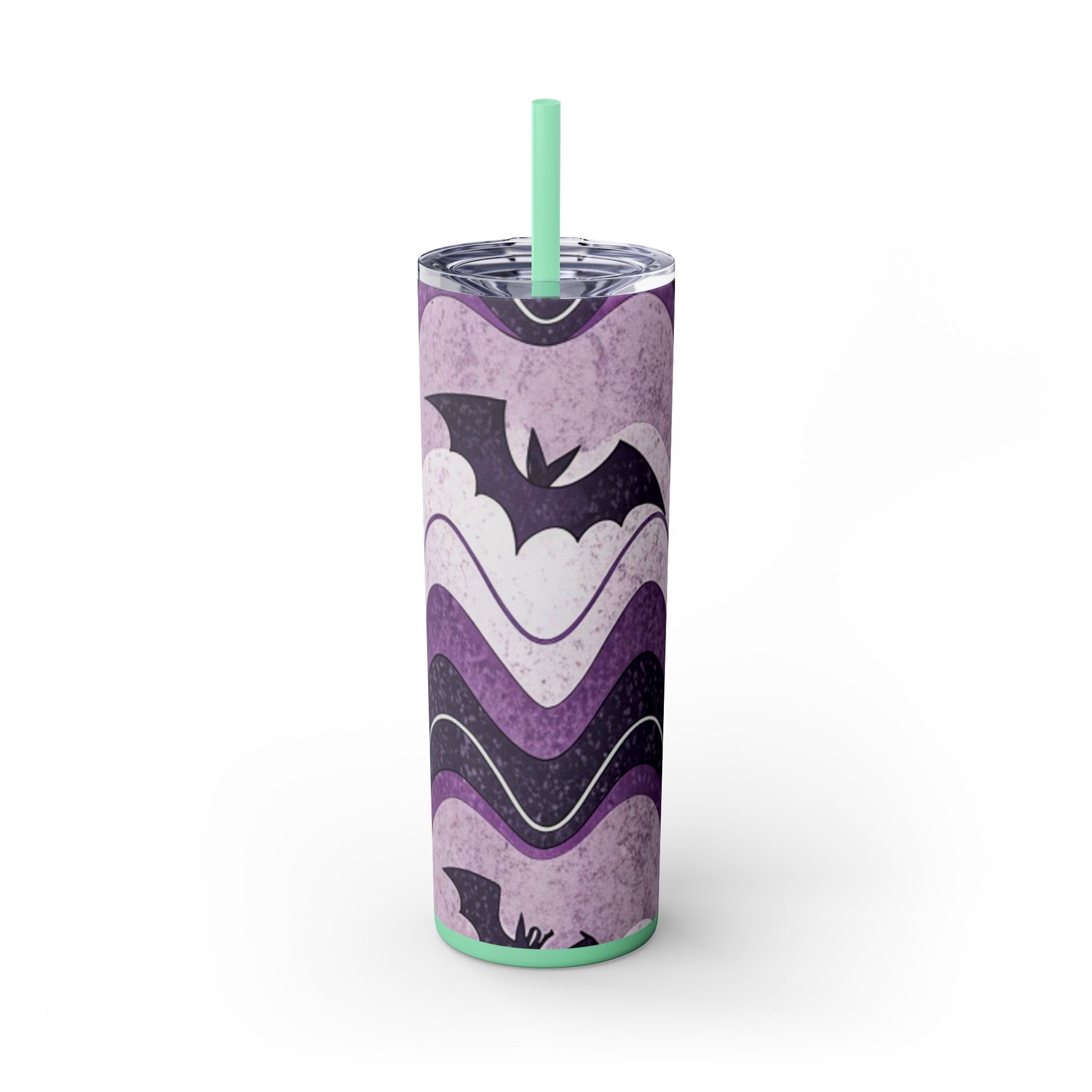 Bat Wave Skinny Tumbler with Straw, 20oz, Artsulli - Art is Long, Life is Short, Mug, Finish, Glossy, Color, Mint, Size, 20oz, 43563498264121