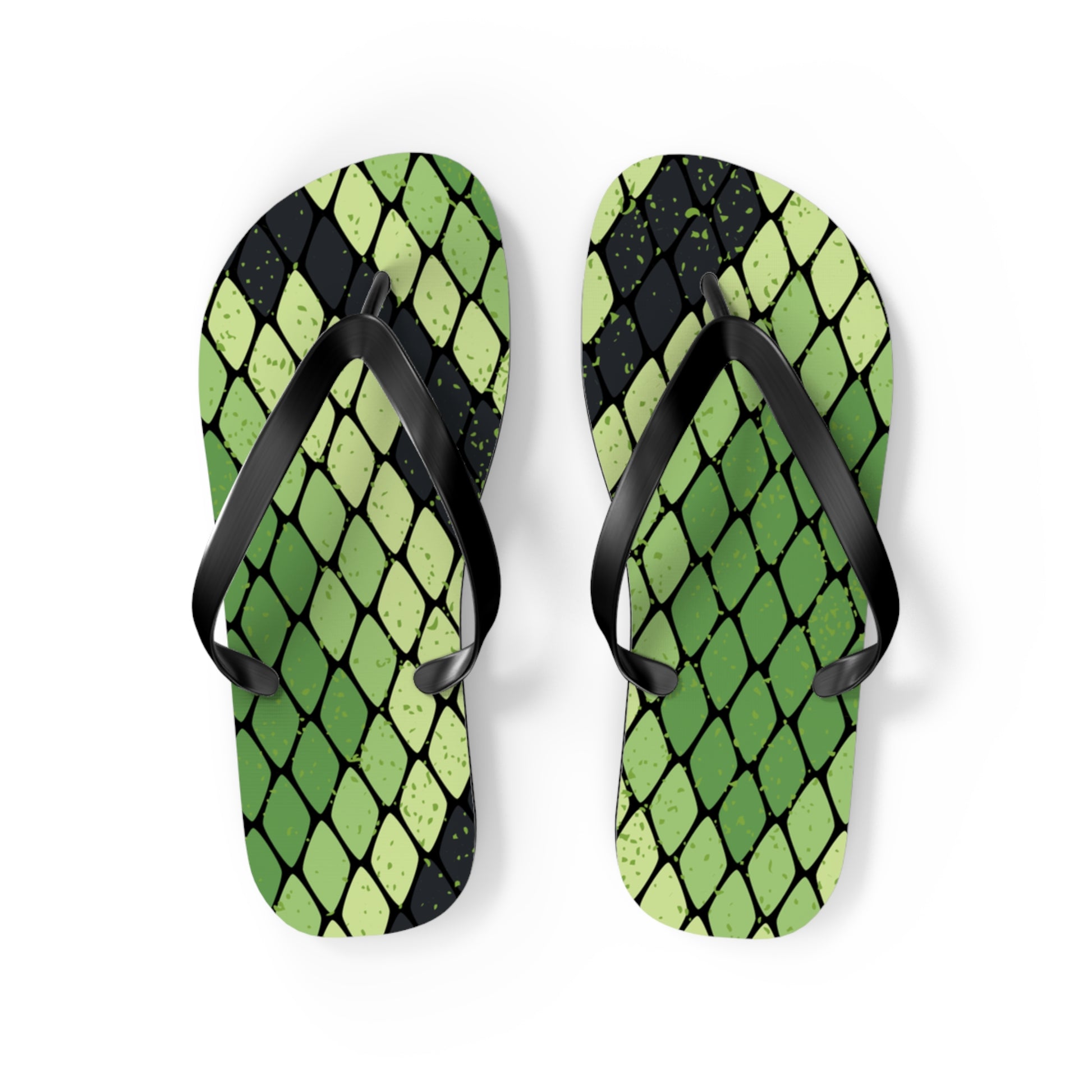 Snake Skin Green and Black Flip Flops, Artsulli - Art is Long, Life is Short, Shoes, Size, M, Color, Black sole, , , 11179969788522