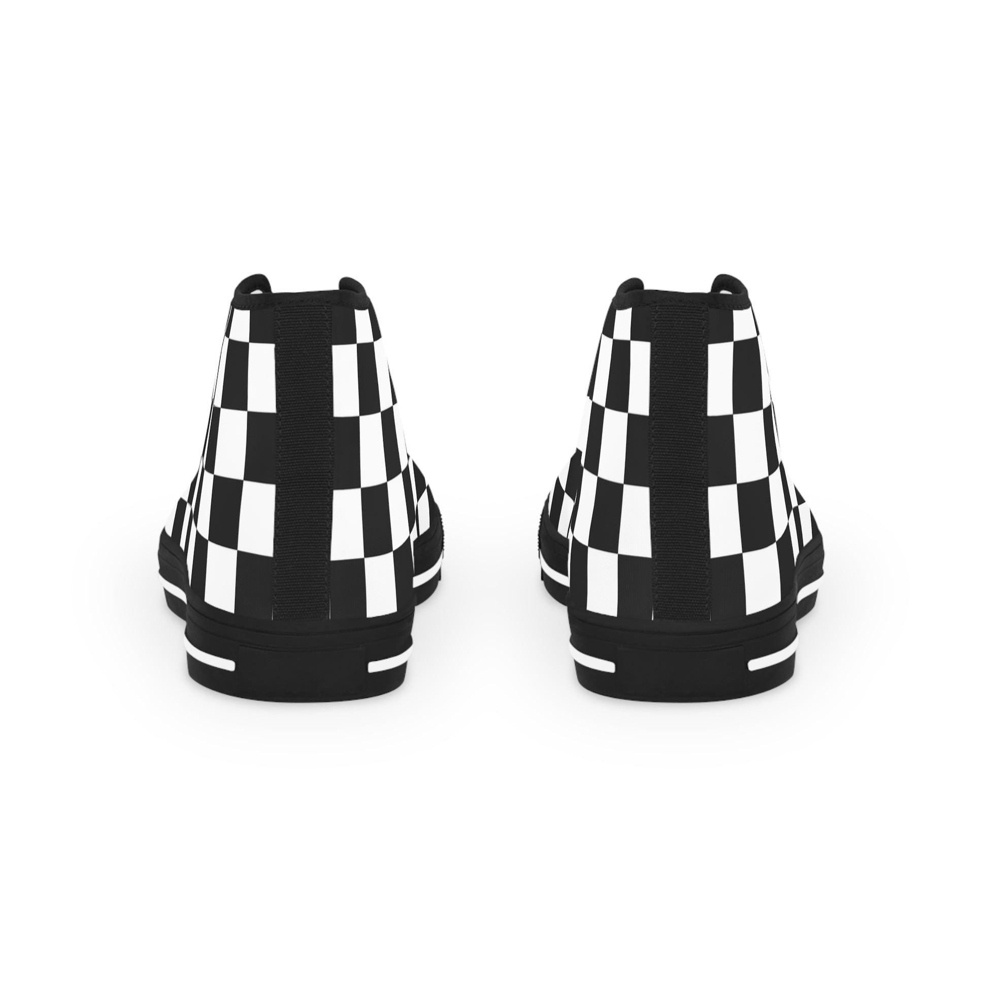 Checkerboard White and Black Men's High Top Sneakers, Artsulli - Art is Long, Life is Short, Shoes, , , , , , , 