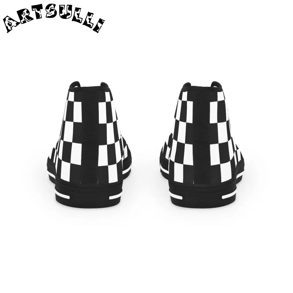 JAKKOUTTHEBXX Checkerboard White and Black Men’s High Top Sneakers