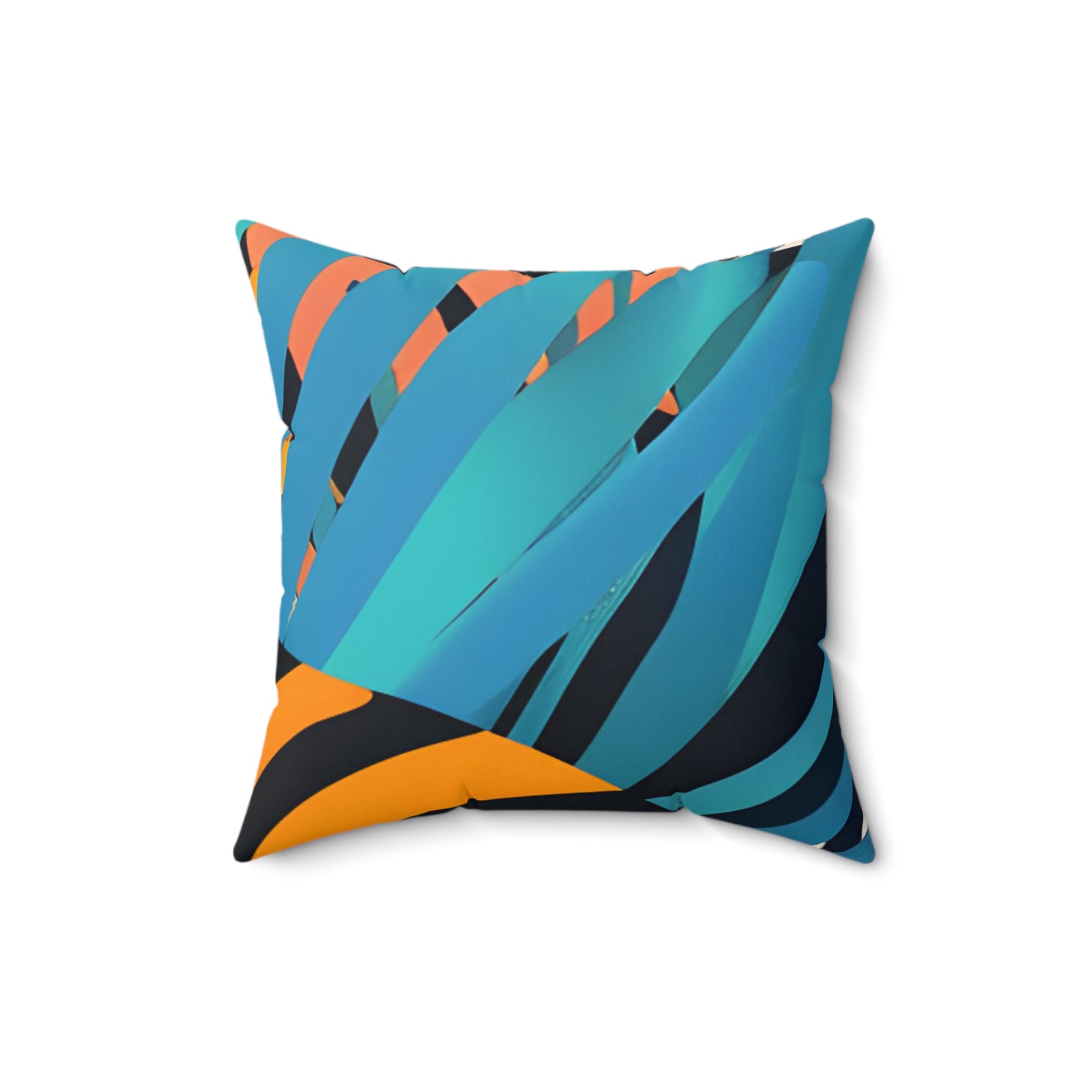 Palm Leaves x Tiger Stripes Orange and Blue Faux Suede Square Pillow, Artsulli - Art is Long, Life is Short, Home Decor, , , , , , , 