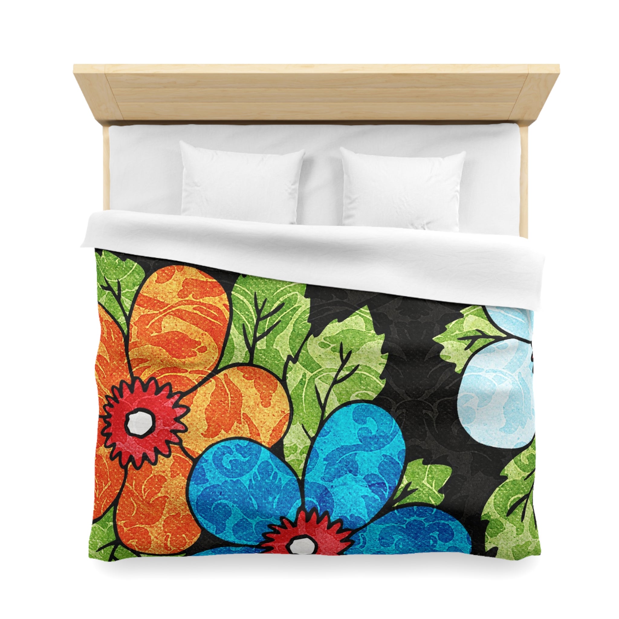 Groovy Black Floral Kl Microfiber Duvet Cover, Artsulli - Art is Long, Life is Short, Home Decor, , , , , , , 