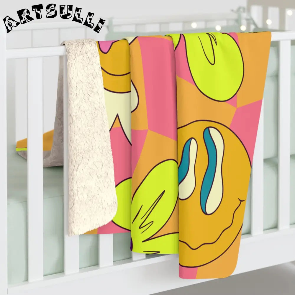 JAKKOUTTHEBXX Trippy Sour Face Rave Sherpa Fleece Blanket