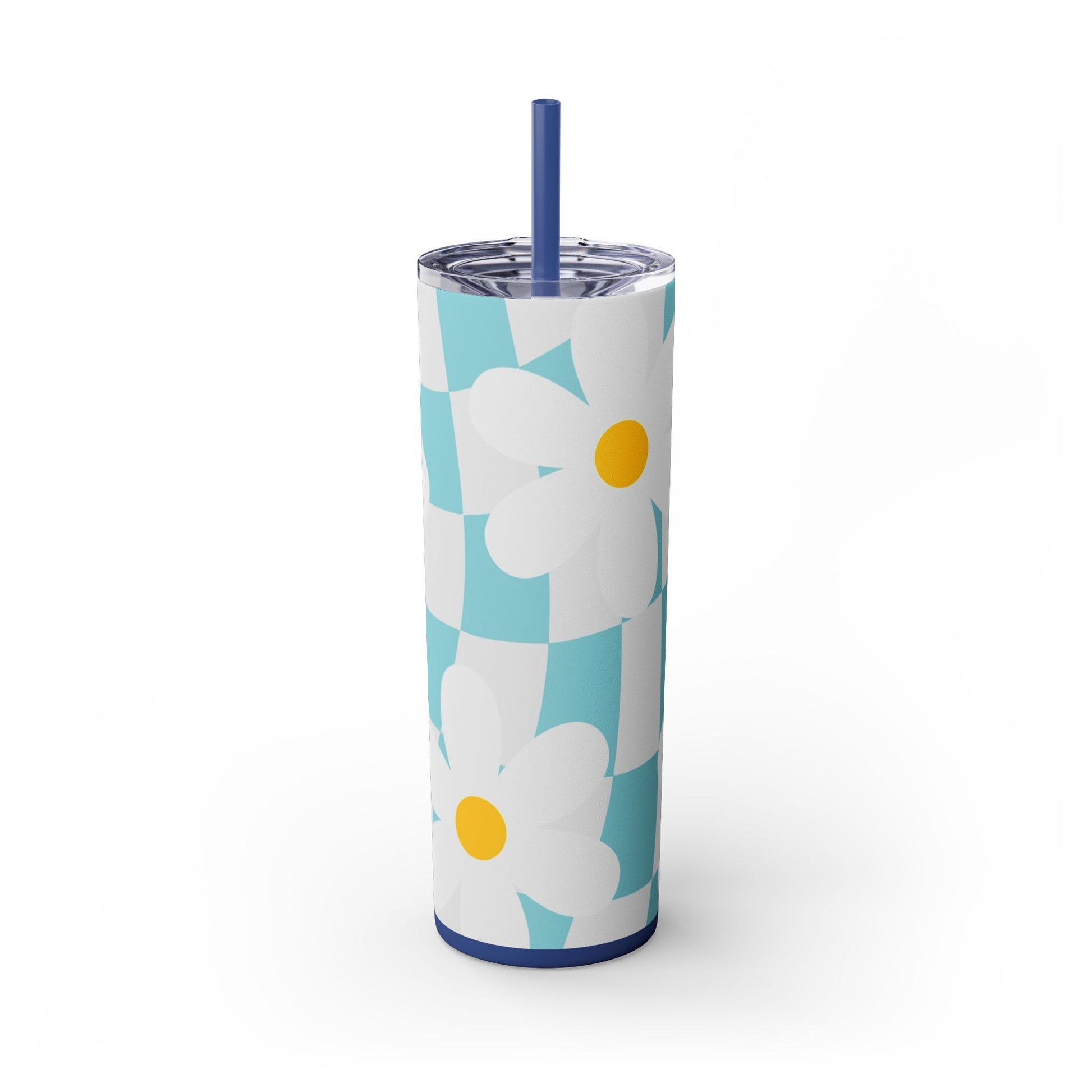 Trippy Check Garden Skinny Tumbler with Straw, 20oz, Artsulli - Art is Long, Life is Short, Mug, , , , , , , 
