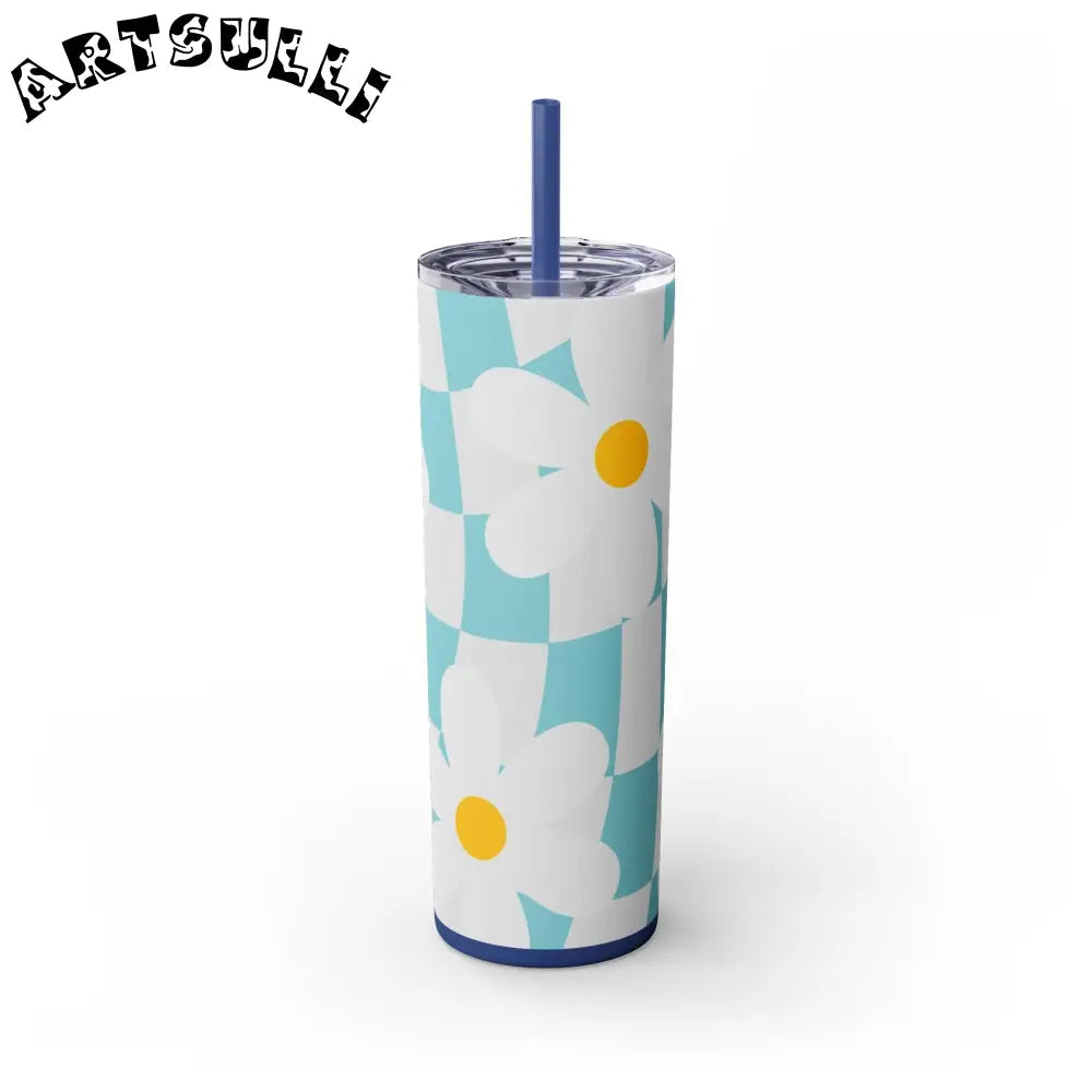 JAKKOUTTHEBXX Trippy Check Garden Skinny Tumbler with Straw 20oz