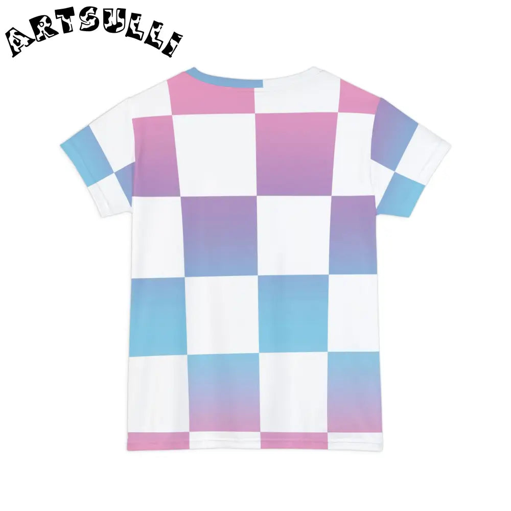 JAKKOUTTHEBXX Vaporwave Check Women’s Short Sleeve Shirt (AOP)