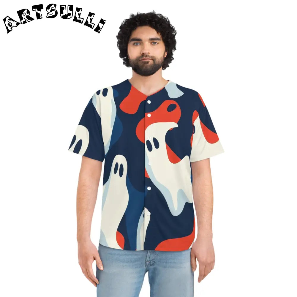 JAKKOUTTHEBXX Camo Ghosts Men’s Baseball Jersey (AOP) JAKKOUTTHEBXX