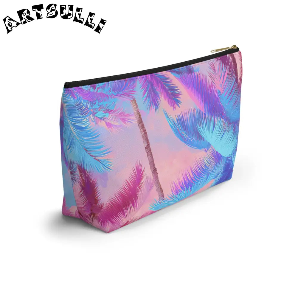 JAKKOUTTHEBXX Ethereal Pastel Palms II Blue and Pink Accessory Pouch