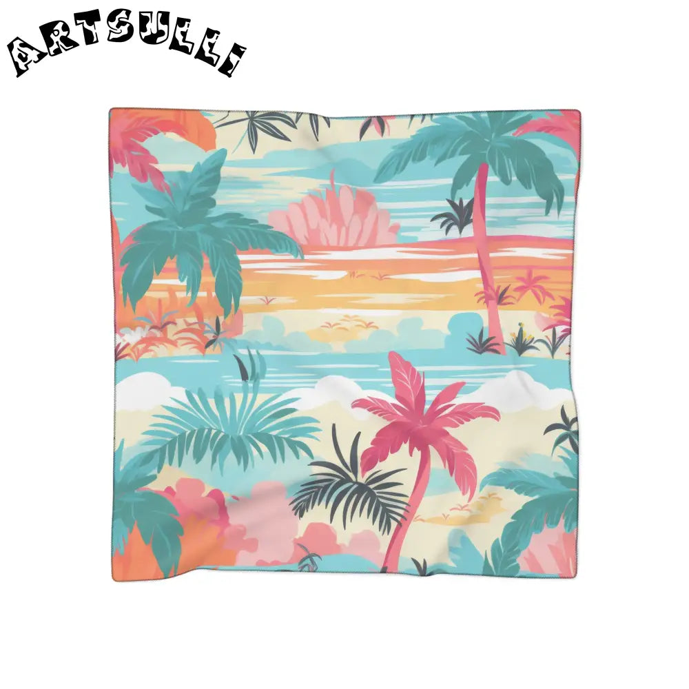 JAKKOUTTHEBXX Tropical Palm Beach Paradise Multi-Color Poly Scarf