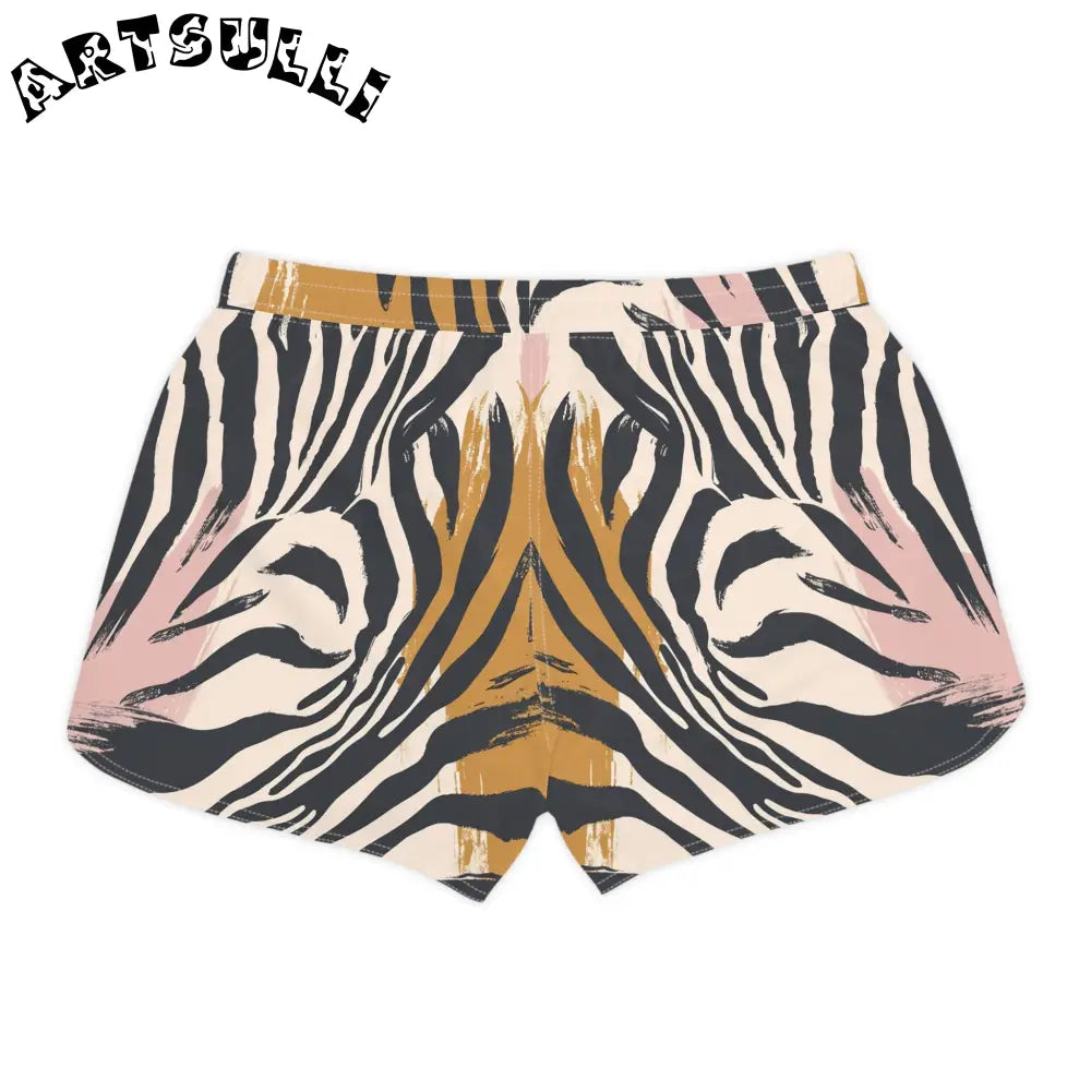 JAKKOUTTHEBXX Womens Art Printed Zebra Drawstring Shorts
