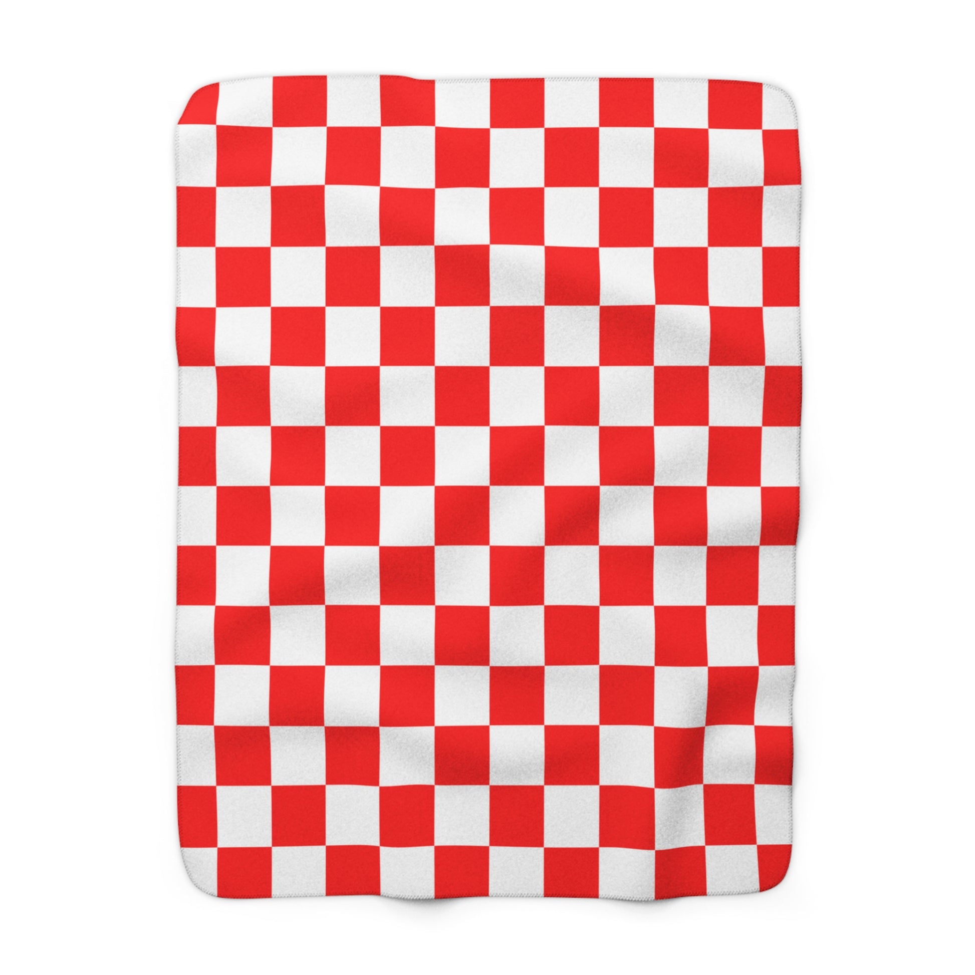 Checkerboard Red and White Sherpa Fleece Blanket, Artsulli - Art is Long, Life is Short, Home Decor, Size, 50" × 60", , , , , 50604051232745608963