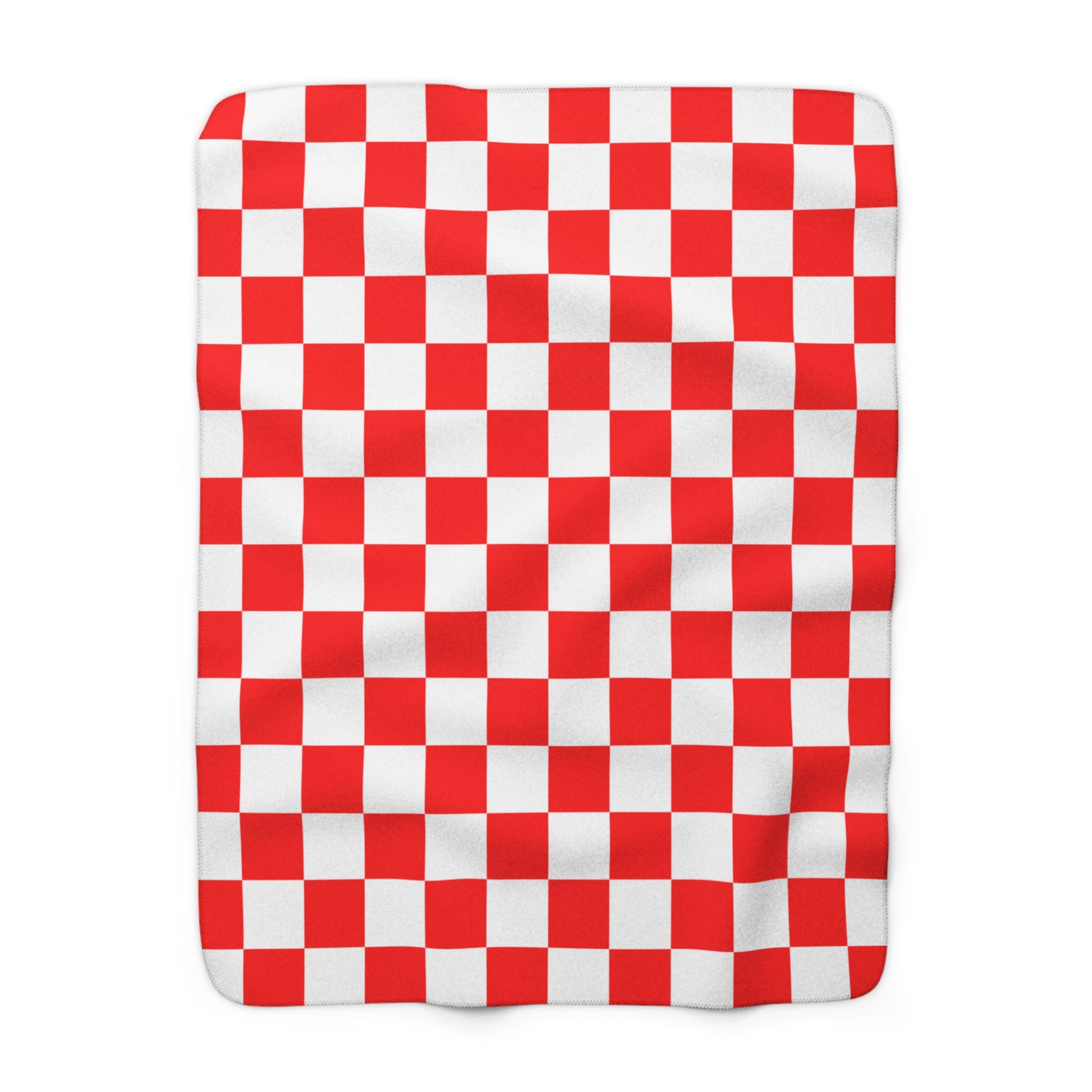 Checkerboard Red and White Sherpa Fleece Blanket, Artsulli - Art is Long, Life is Short, Home Decor, Size, 50" × 60", , , , , 50604051232745608963