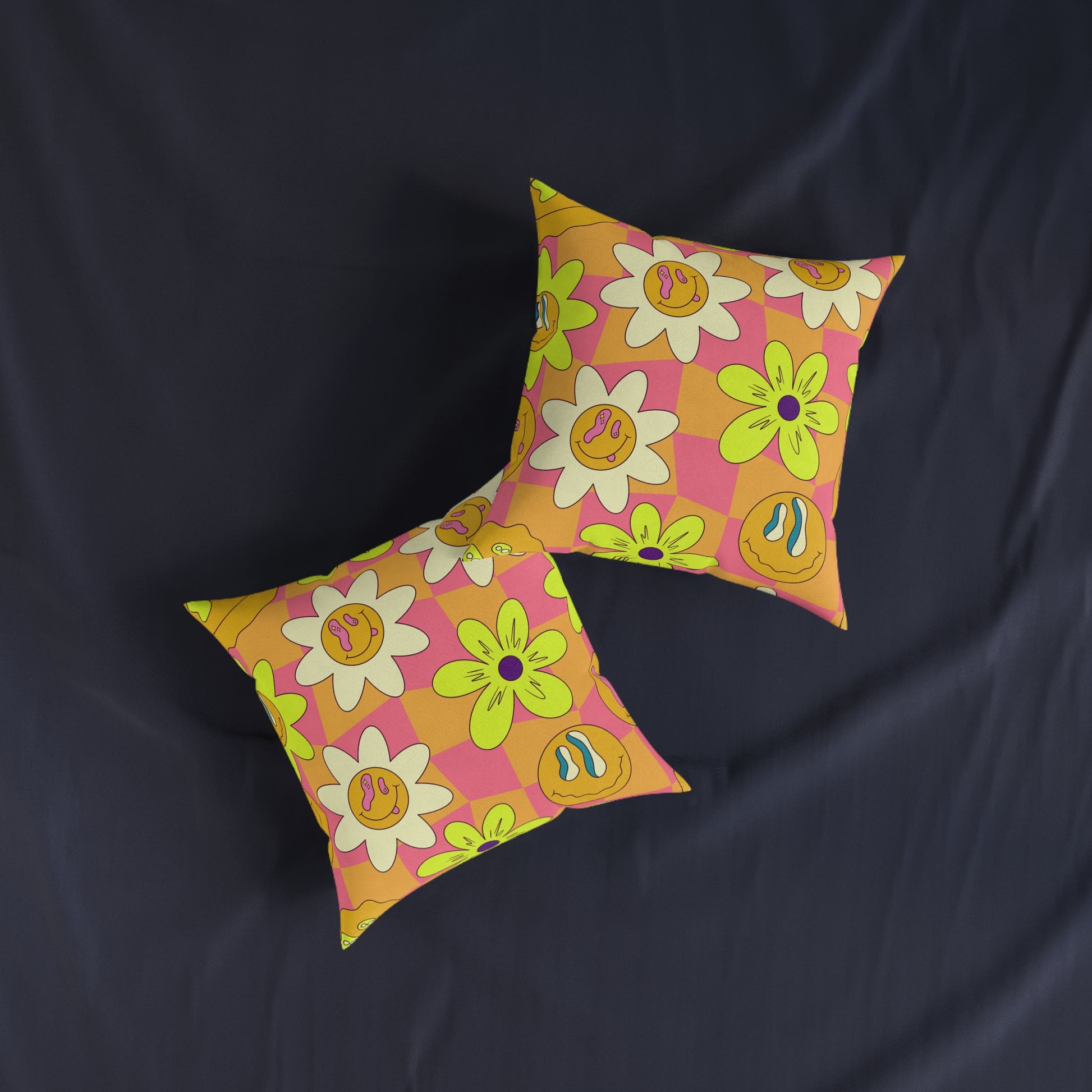 Trippy Sour Face Rave Square Pillow, Artsulli - Art is Long, Life is Short, Home Decor, , , , , , , 